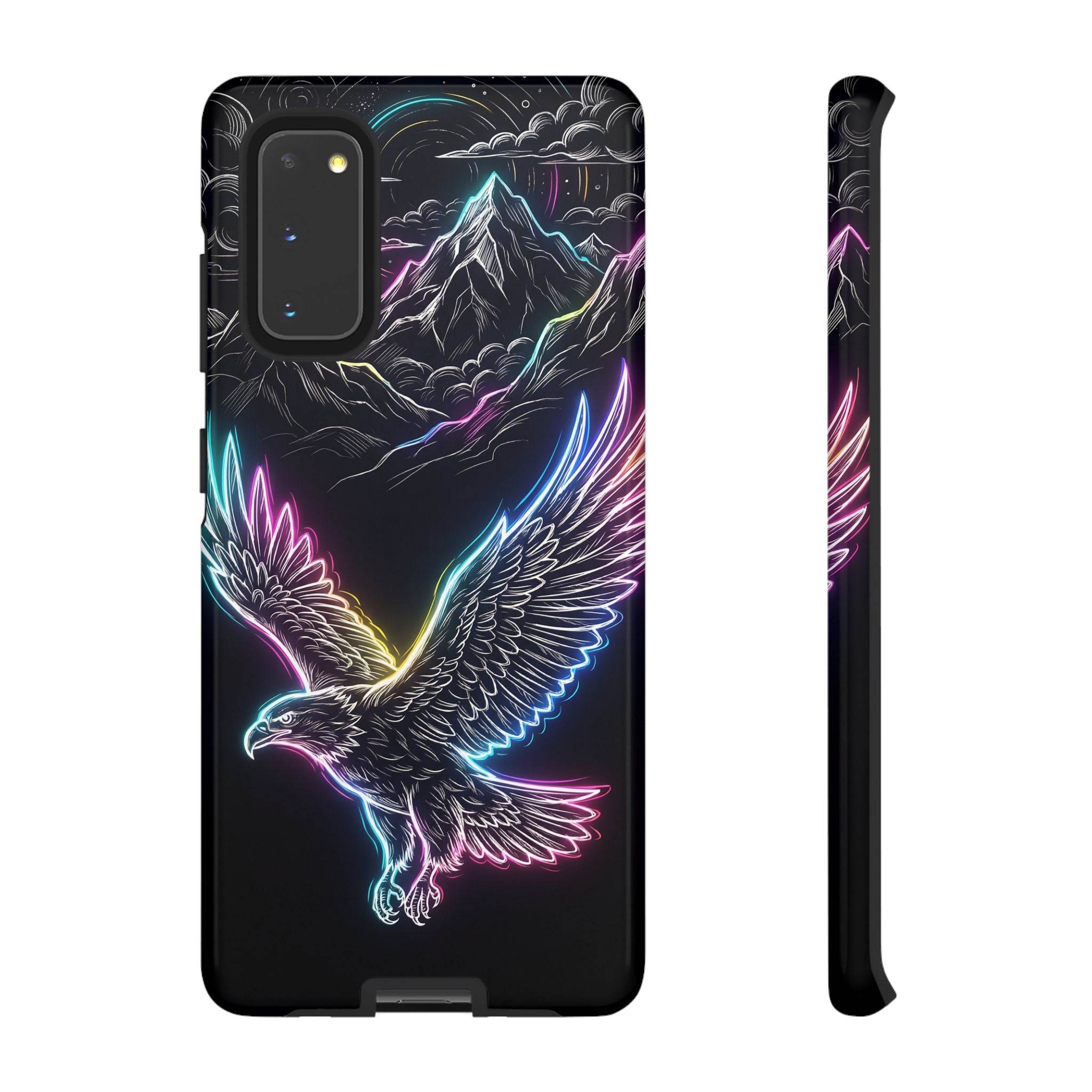 Neon Eagle Samsung Galaxy Phone Case with Mountain Design