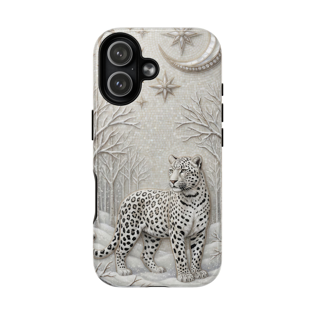 Snow Leopard MagSafe iPhone Case | Winter Moon Forest Protective Phone Cover