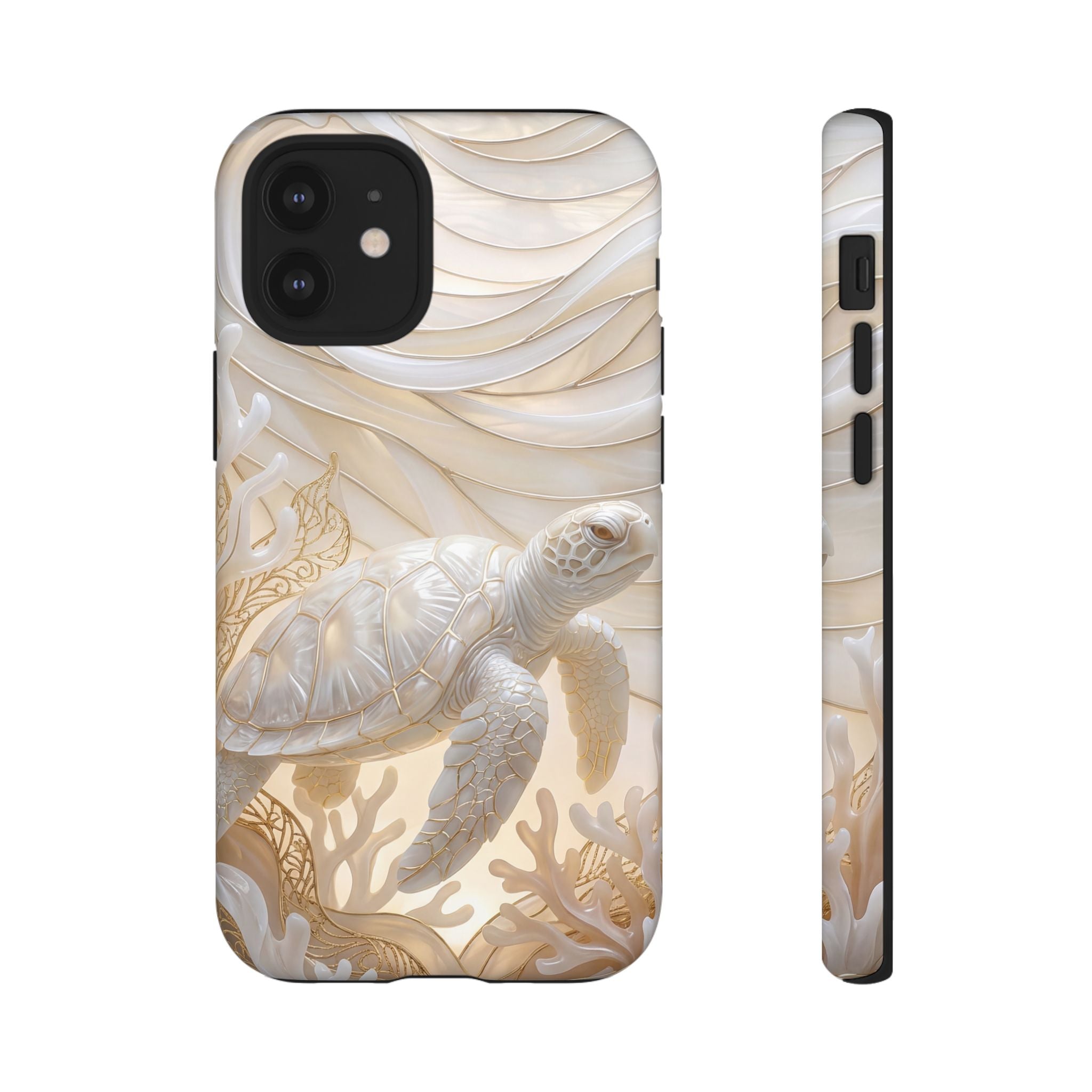 Sea Turtle Tough iPhone Case — Elegant Nautical Coral Design
