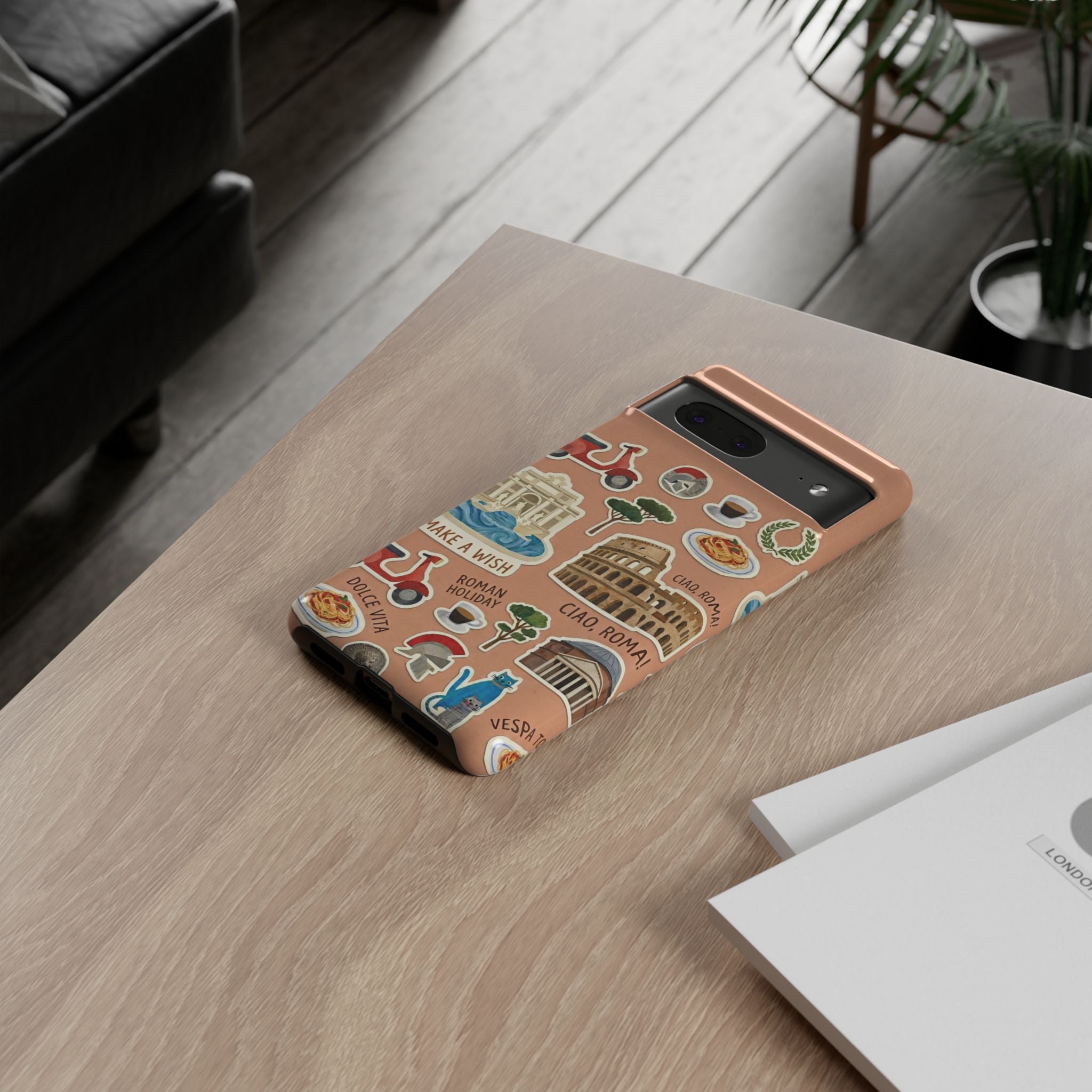 Rome Italy Travel Tough Google Pixel Phone Case | Terracotta Scrapbook Sticker Cover
