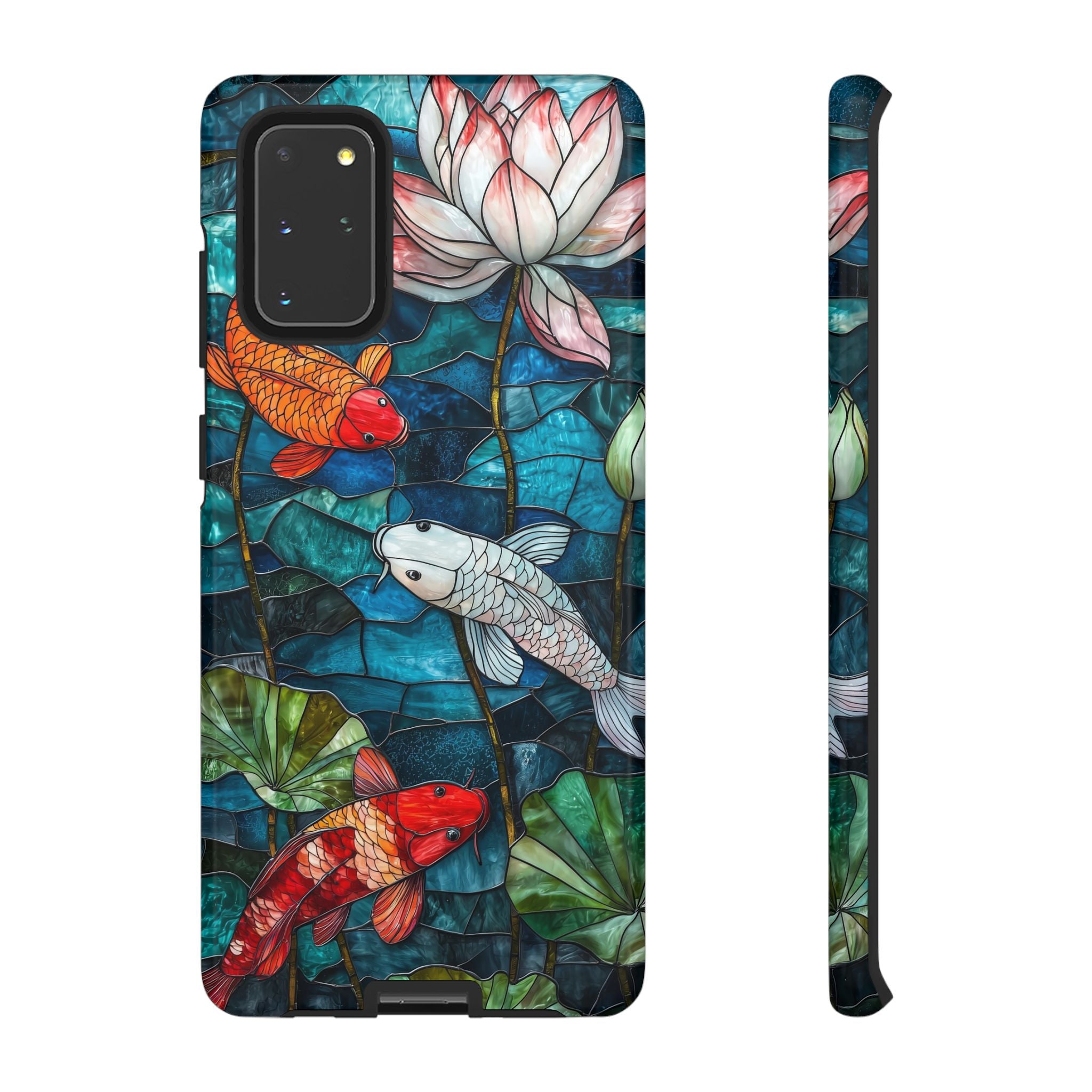 Koi Pond Tough Samsung Galaxy Case — Stained Glass Lotus & Koi Design