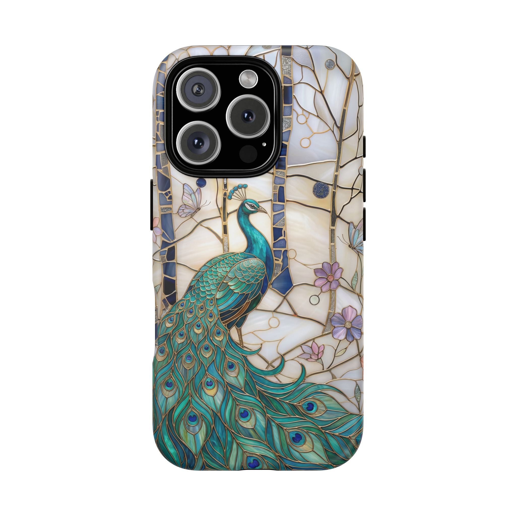 Peacock Stained Glass Tough MagSafe Phone Case