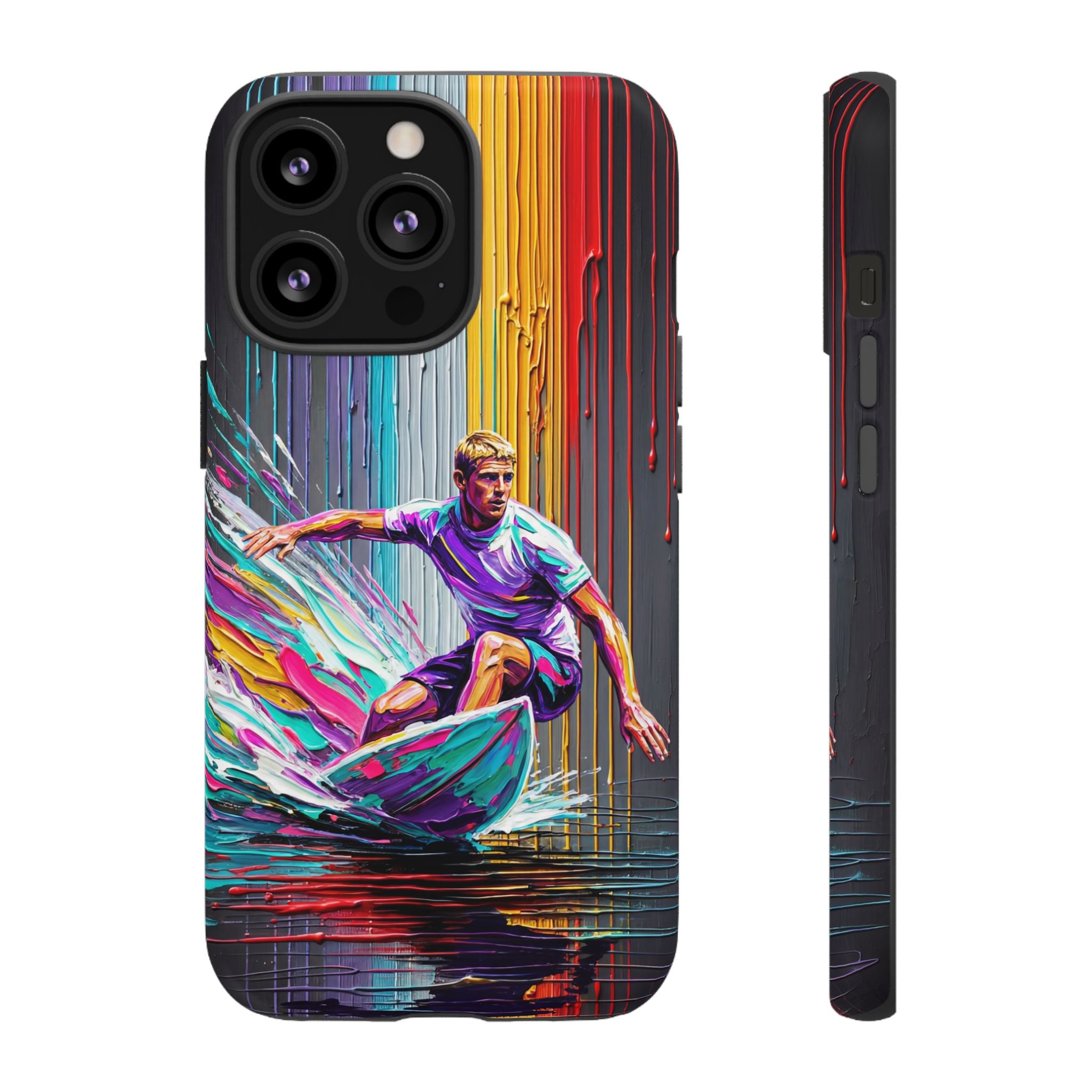 Surfing Art iPhone Case | Colourful Wave Surfer Protective Cover