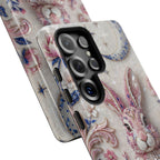 Floral Moon Rabbit Tough Samsung Galaxy Phone Case | Pink Boho Bunny Protective Cover
