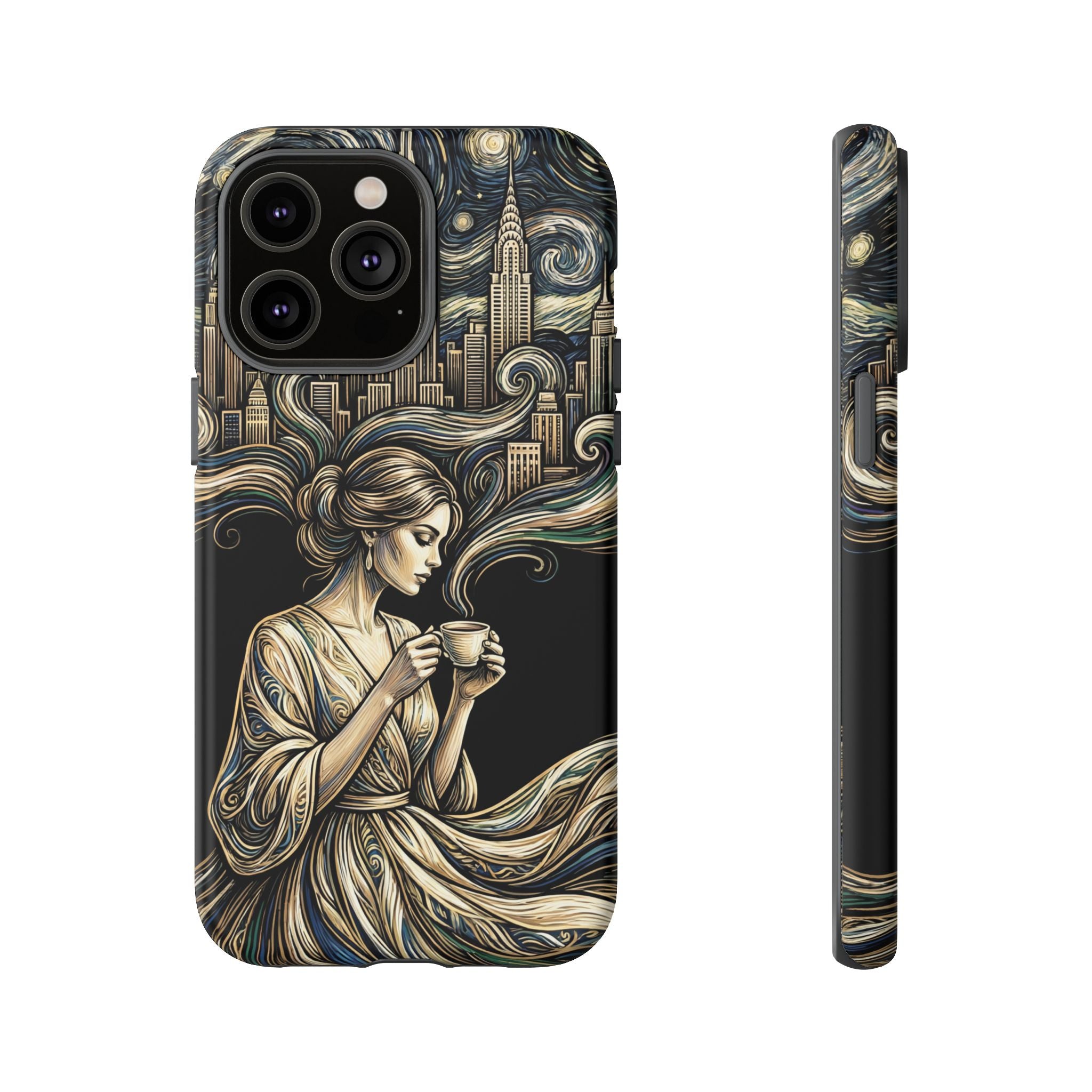 Vintage Cityscape Woman Tea Art iPhone Case