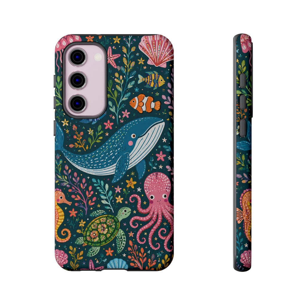 Underwater Friends Samsung Galaxy Phone Case | Whale, Octopus & Sea Life Floral Design