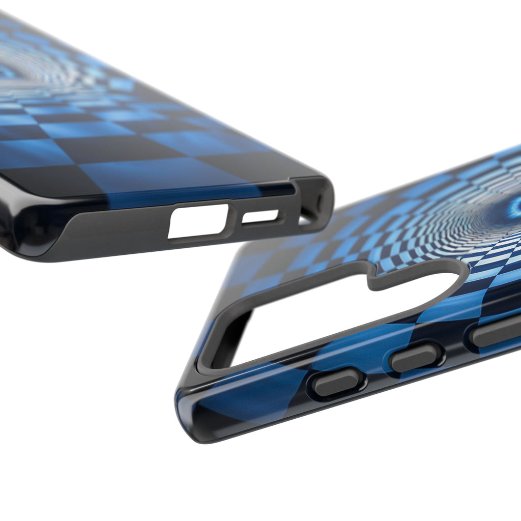 Blue Checkered Tunnel Samsung Galaxy Case — 3D Optical Illusion Tough Case