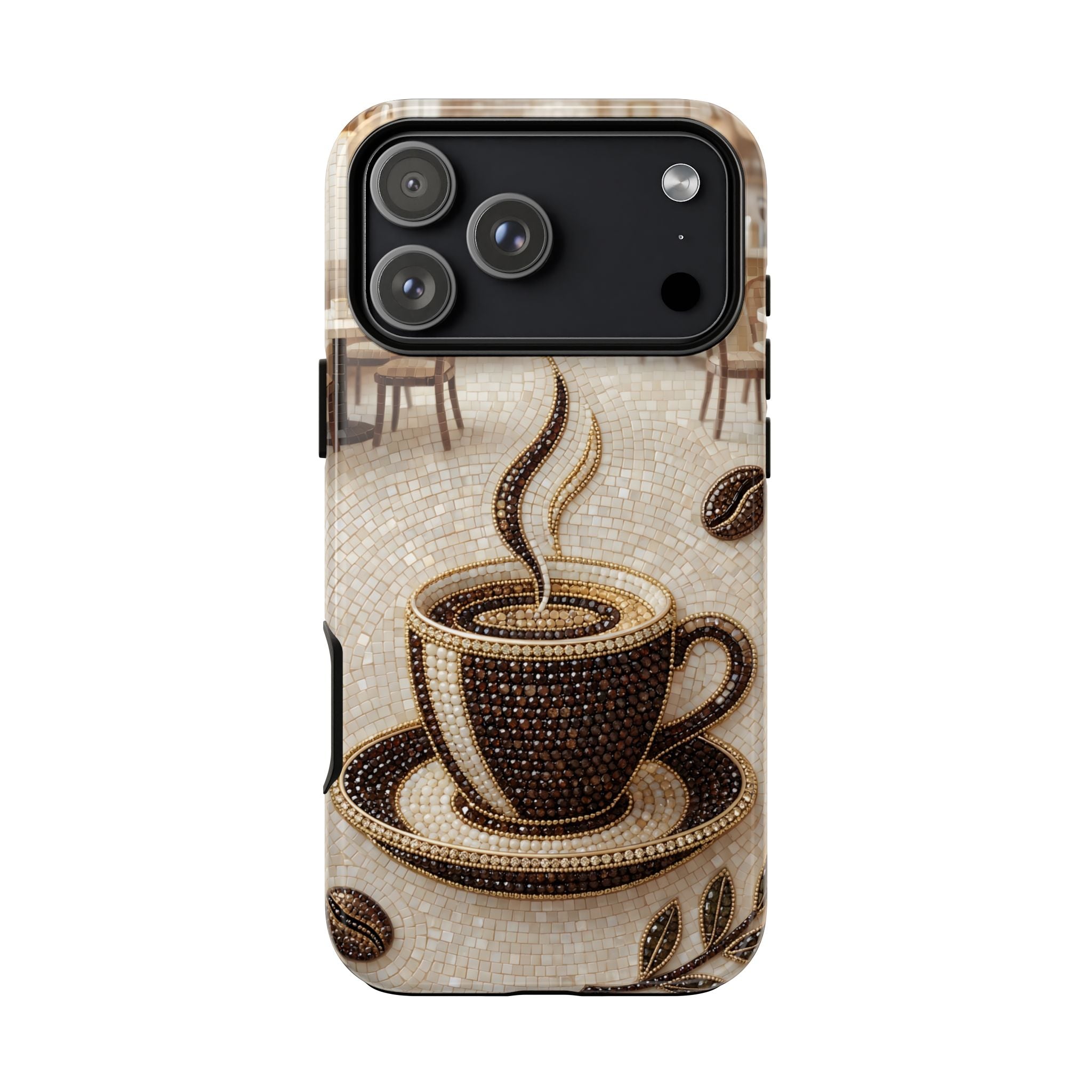 Coffee Mosaic iPhone Case - Steaming Cup Cafe Design