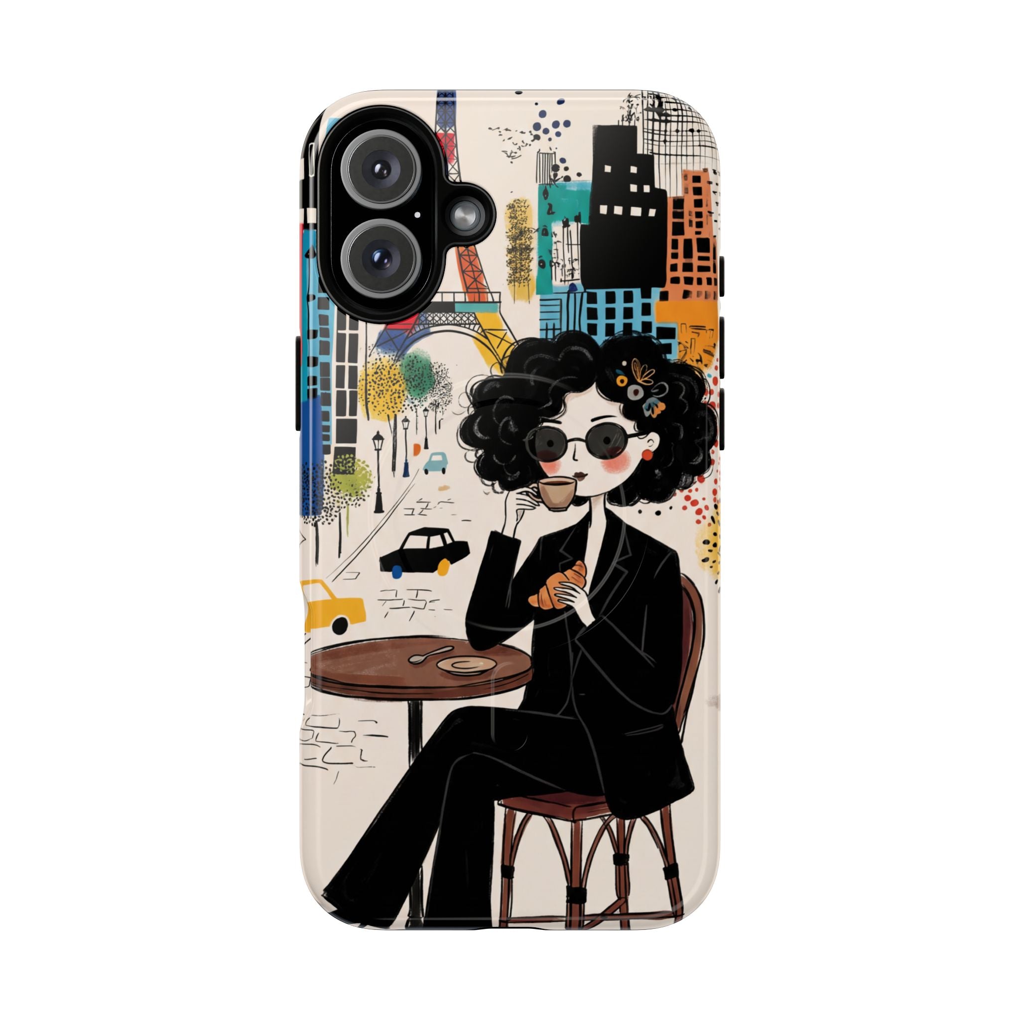 Paris Cafe Chic MagSafe iPhone Case | Stylish Woman Illustration iPhone Cover