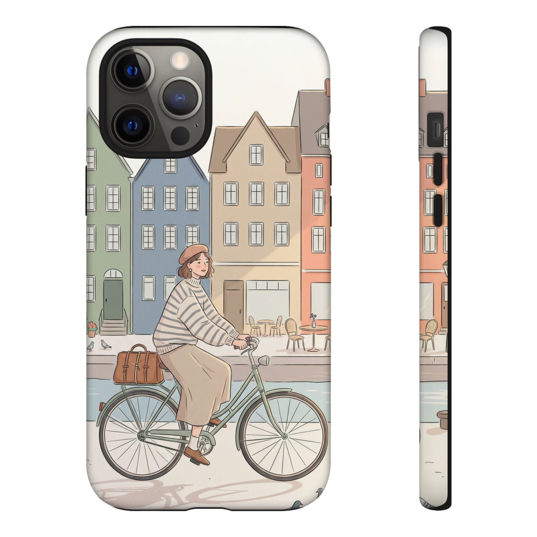 City Bike iPhone Case | Cozy European Street Illustration Tough Cases