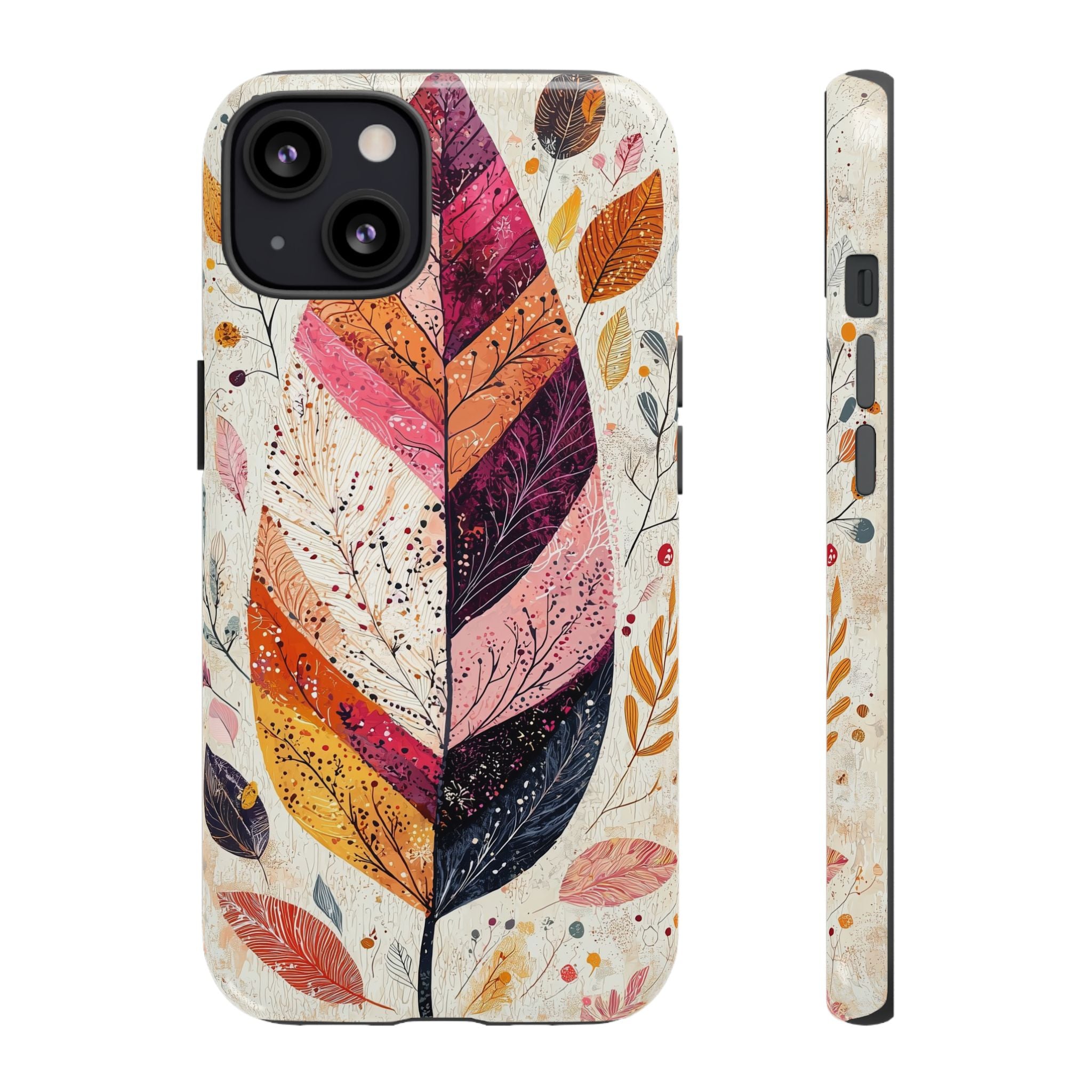 Autumn Leaf Tough iPhone Case | Watercolour Feathered Fall Design