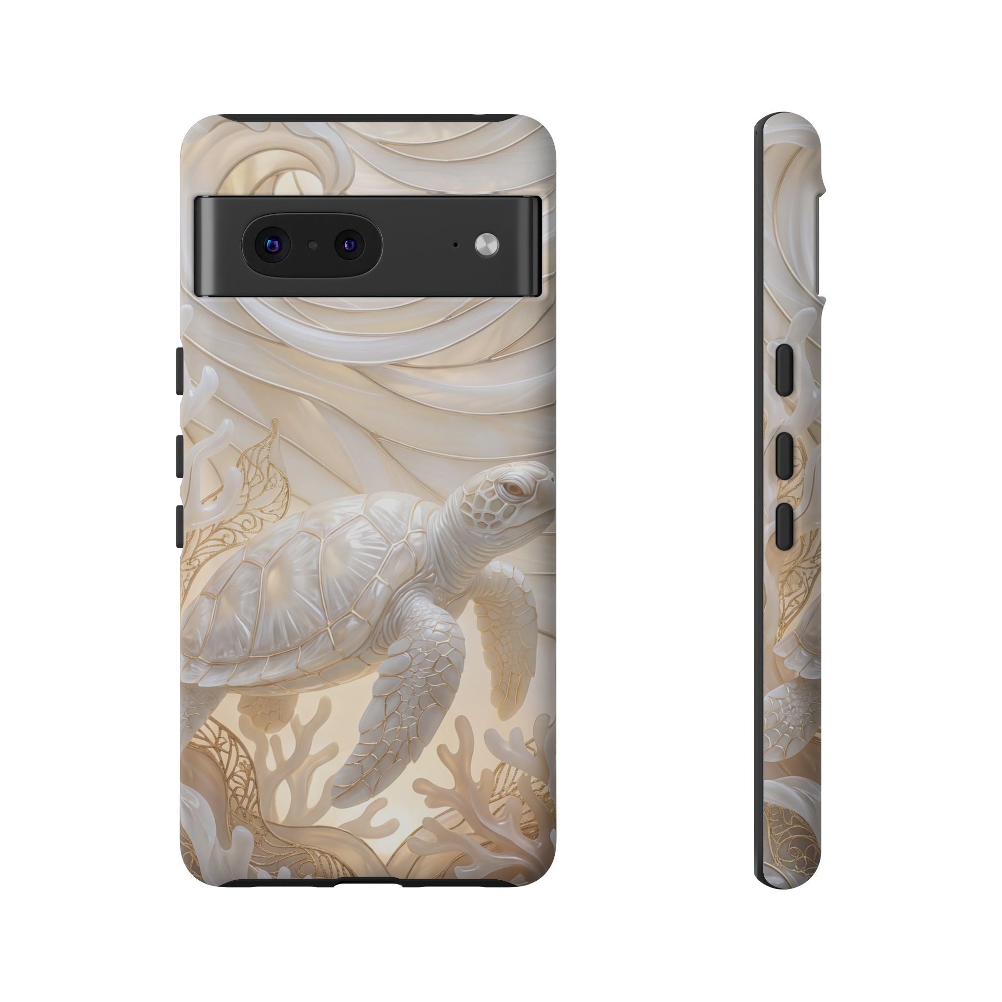 Sea Turtle Tough Google Pixel Case — Elegant Nautical Coral Design