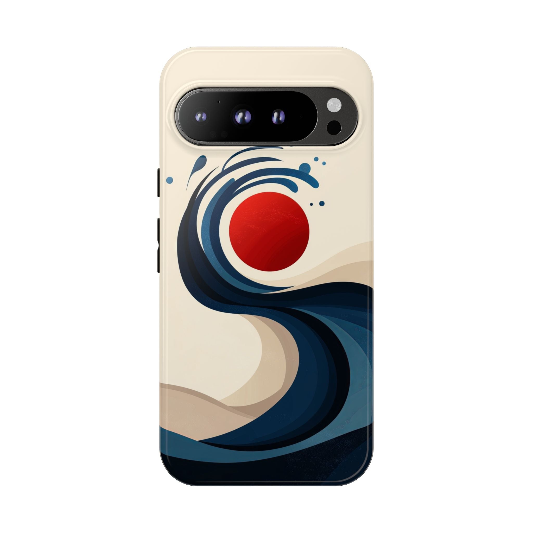 Abstract Wave Google Pixel Case | Red Sun Ocean Art