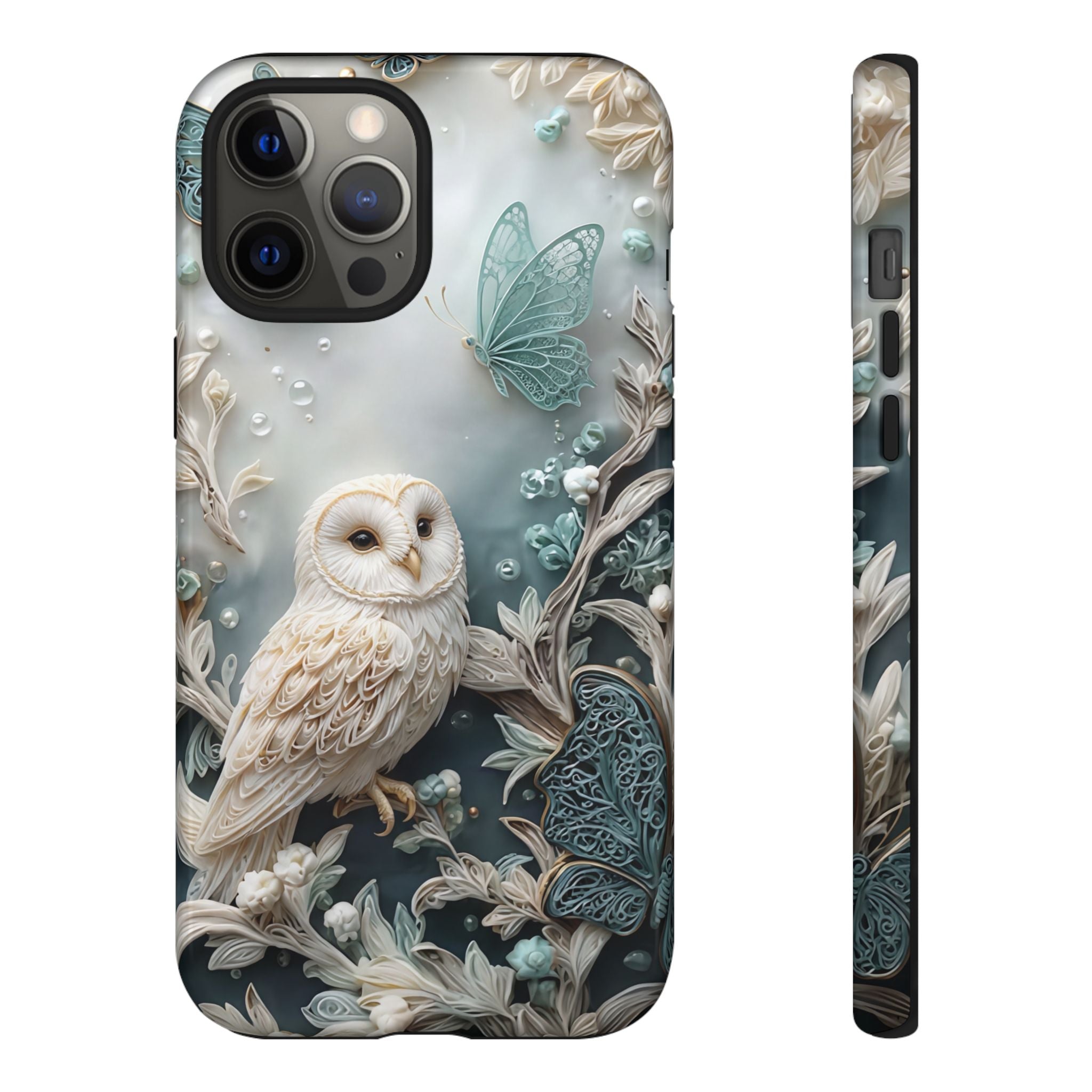 Barn Owl & Butterflies Tough iPhone Case