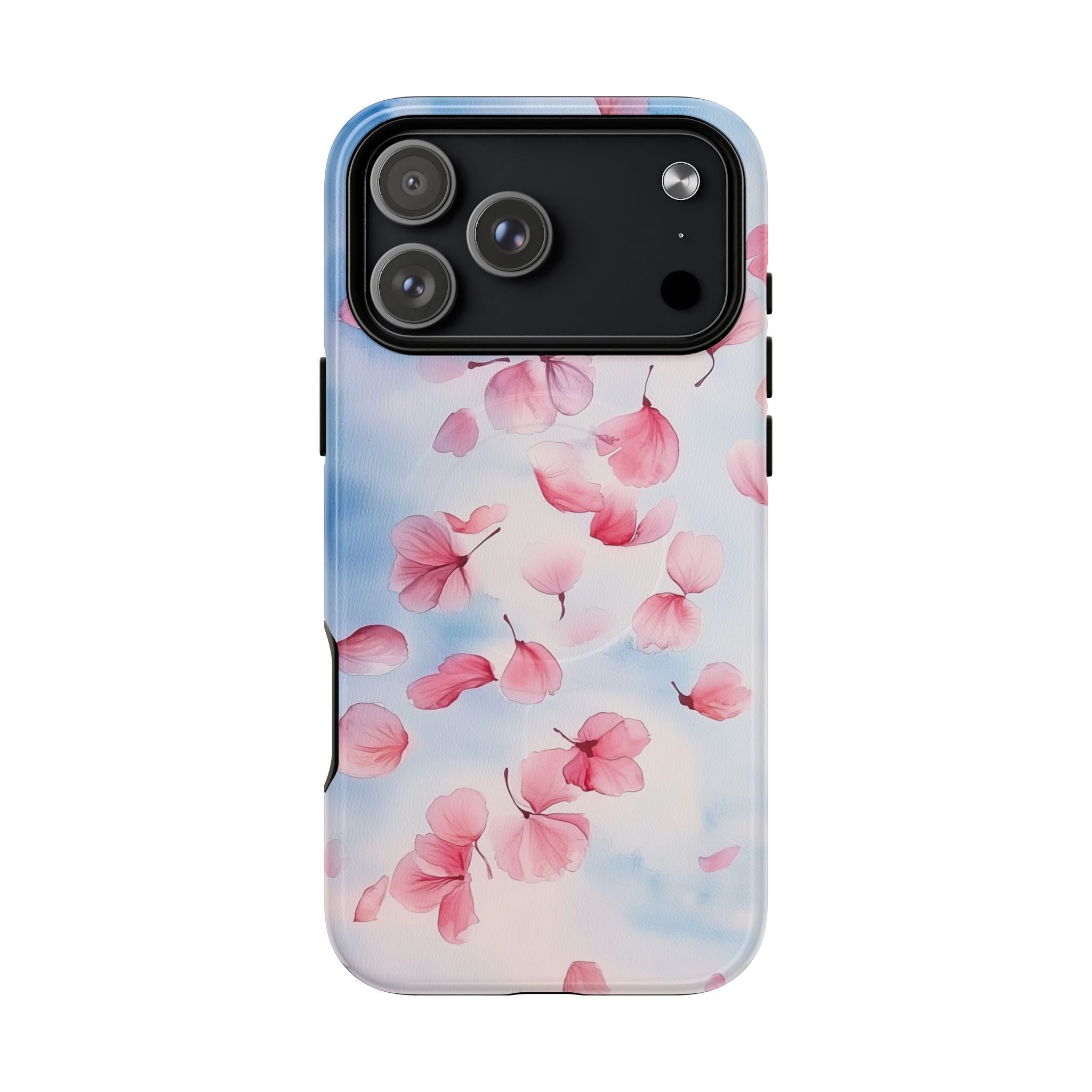 Custodia MagSafe per iPhone con motivo floreale a petalo | Fiori rosa che cadono