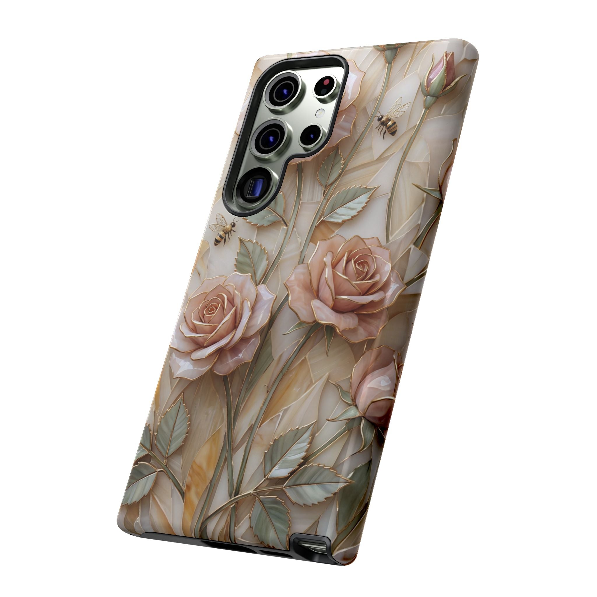 Custodia protettiva resistente per Samsung Galaxy con motivo floreale rosa vintage