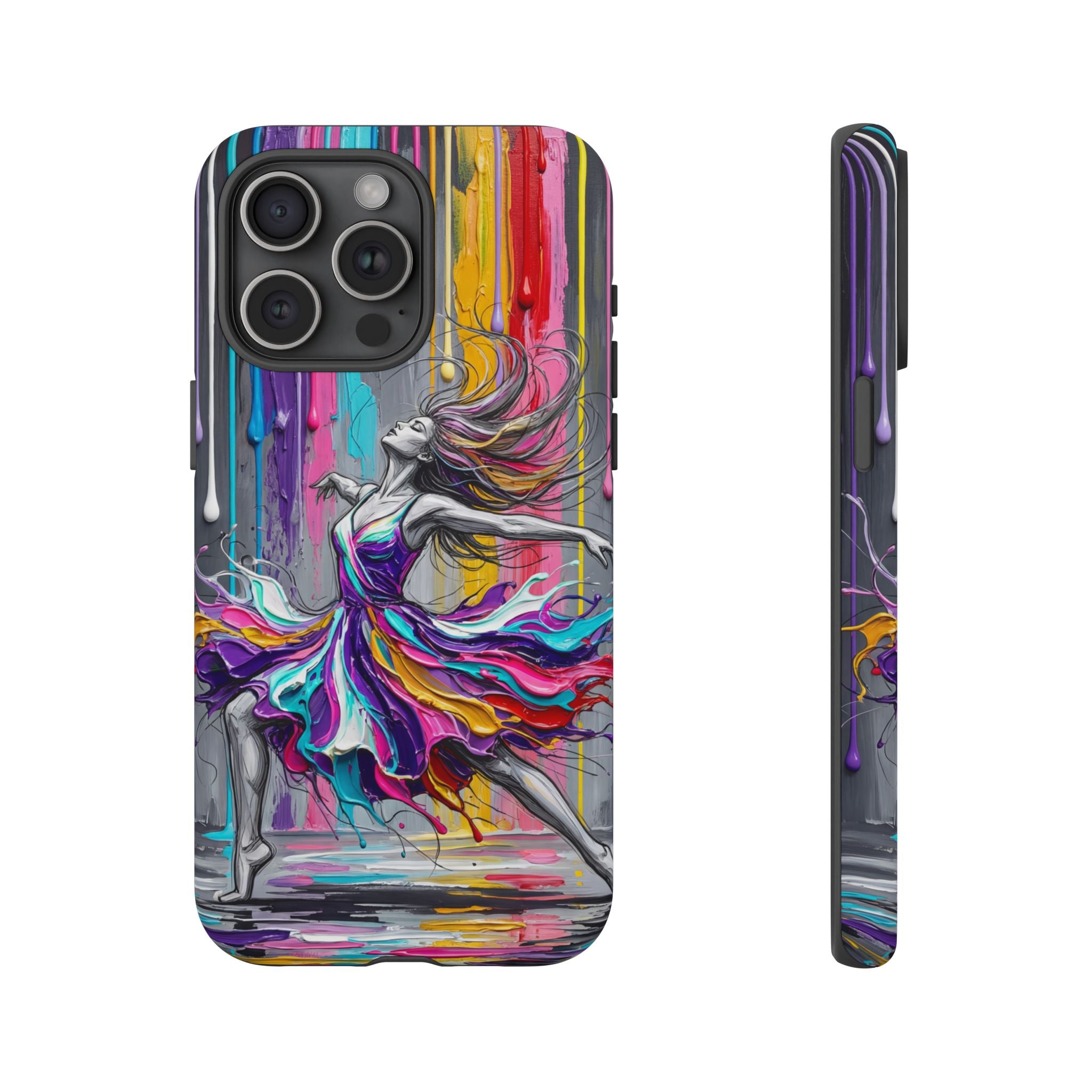 Colorful Dancer Tough iPhone Case | Vibrant Drip Art Protective Cover