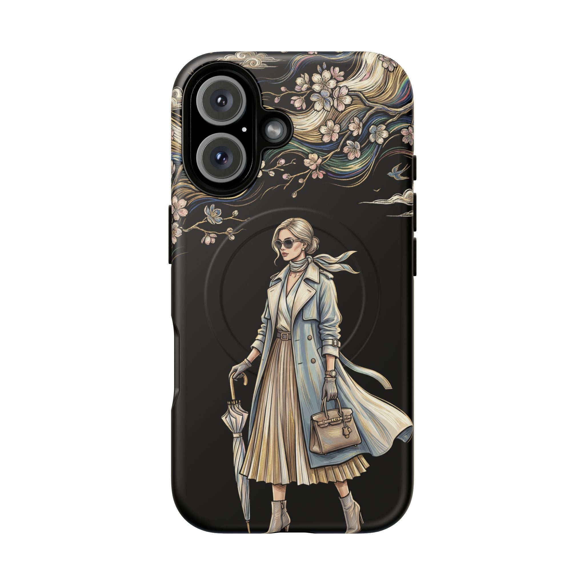 Vintage Chic MagSafe iPhone Case | Stylish Woman Illustration