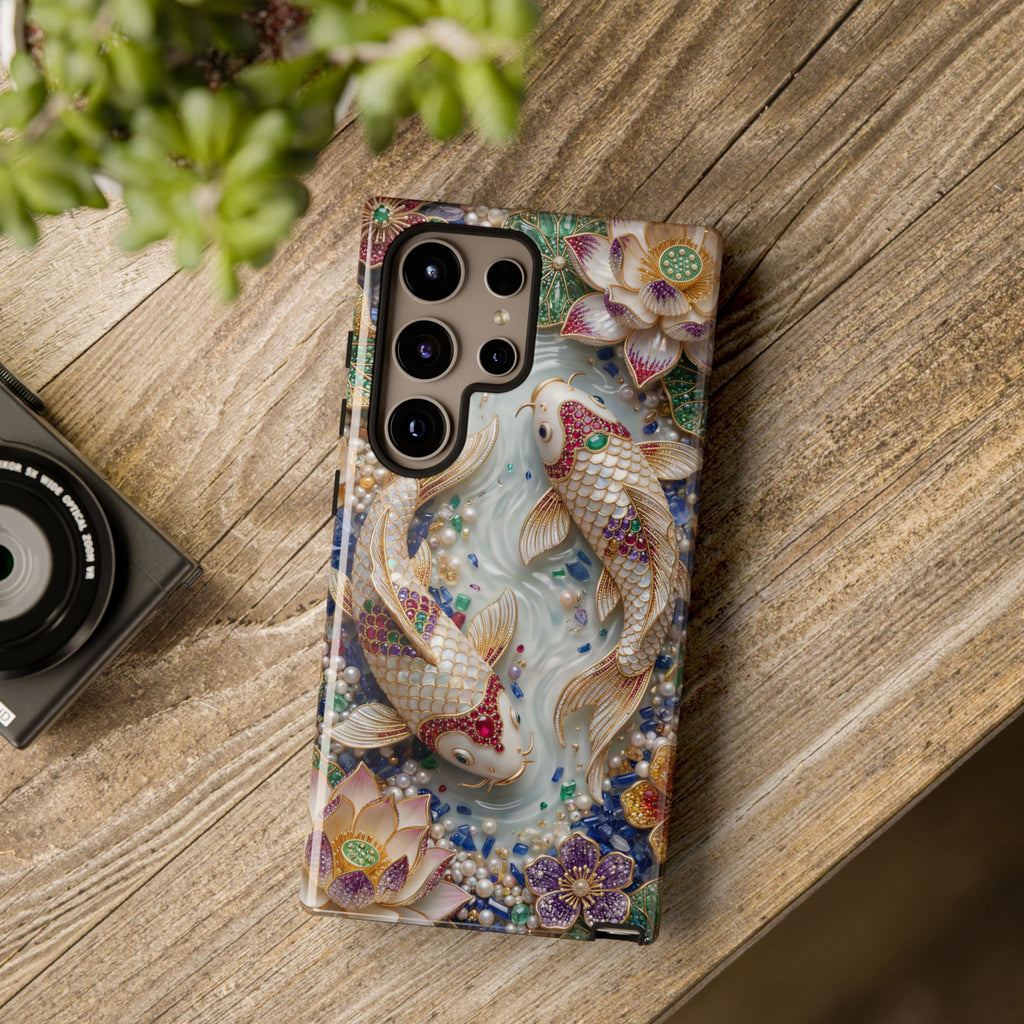 Koi Pond Tough Samsung Galaxy Phone Case | Ornamental Lotus & Koi Fish Protective Cover