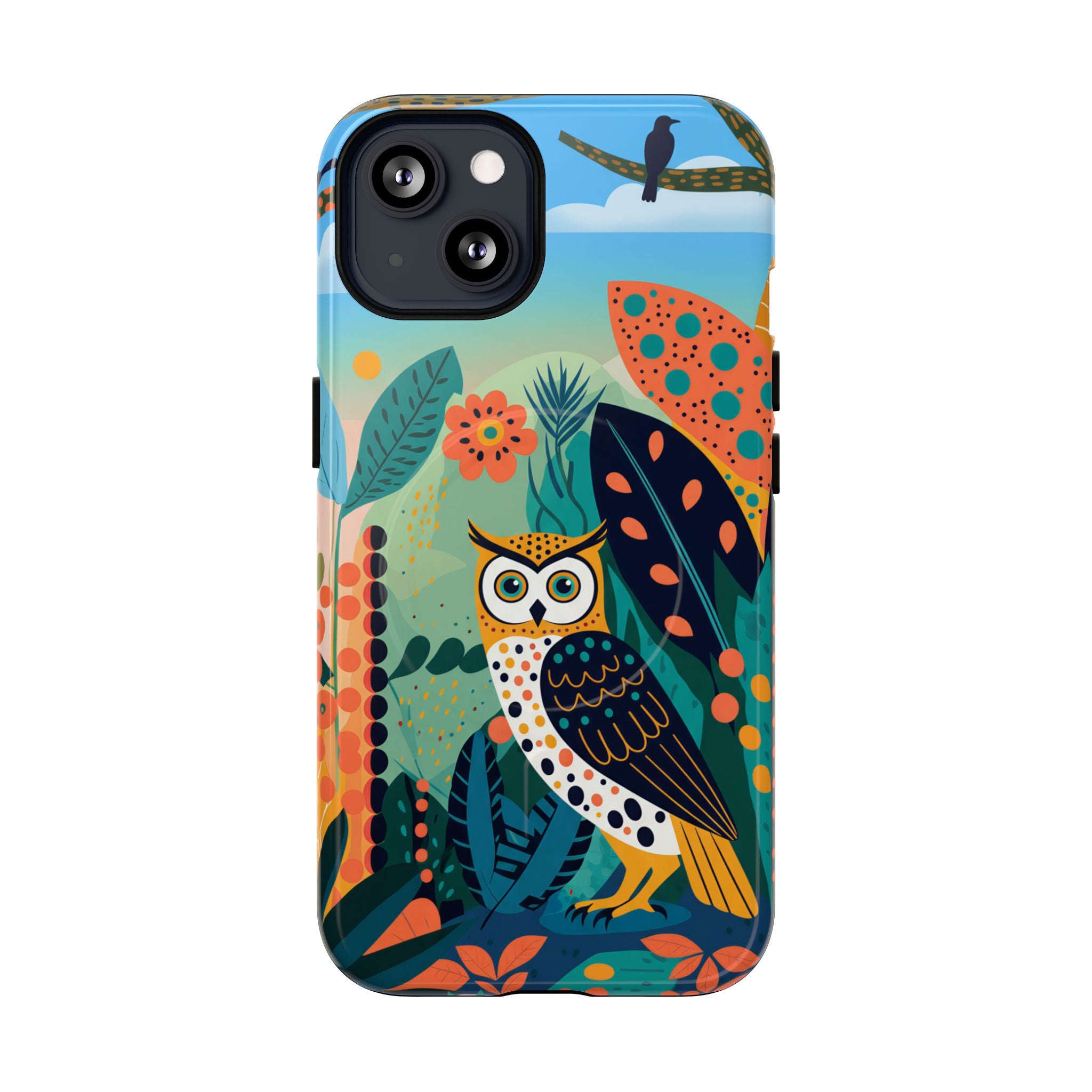 Botanical Forest Colourful Owl MagSafe iPhone Case