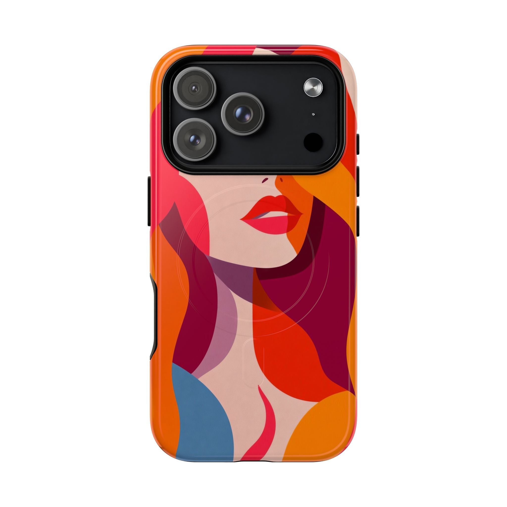 Custodia MagSafe per iPhone con donna pop art retrò | Ritratto astratto colorato e audace
