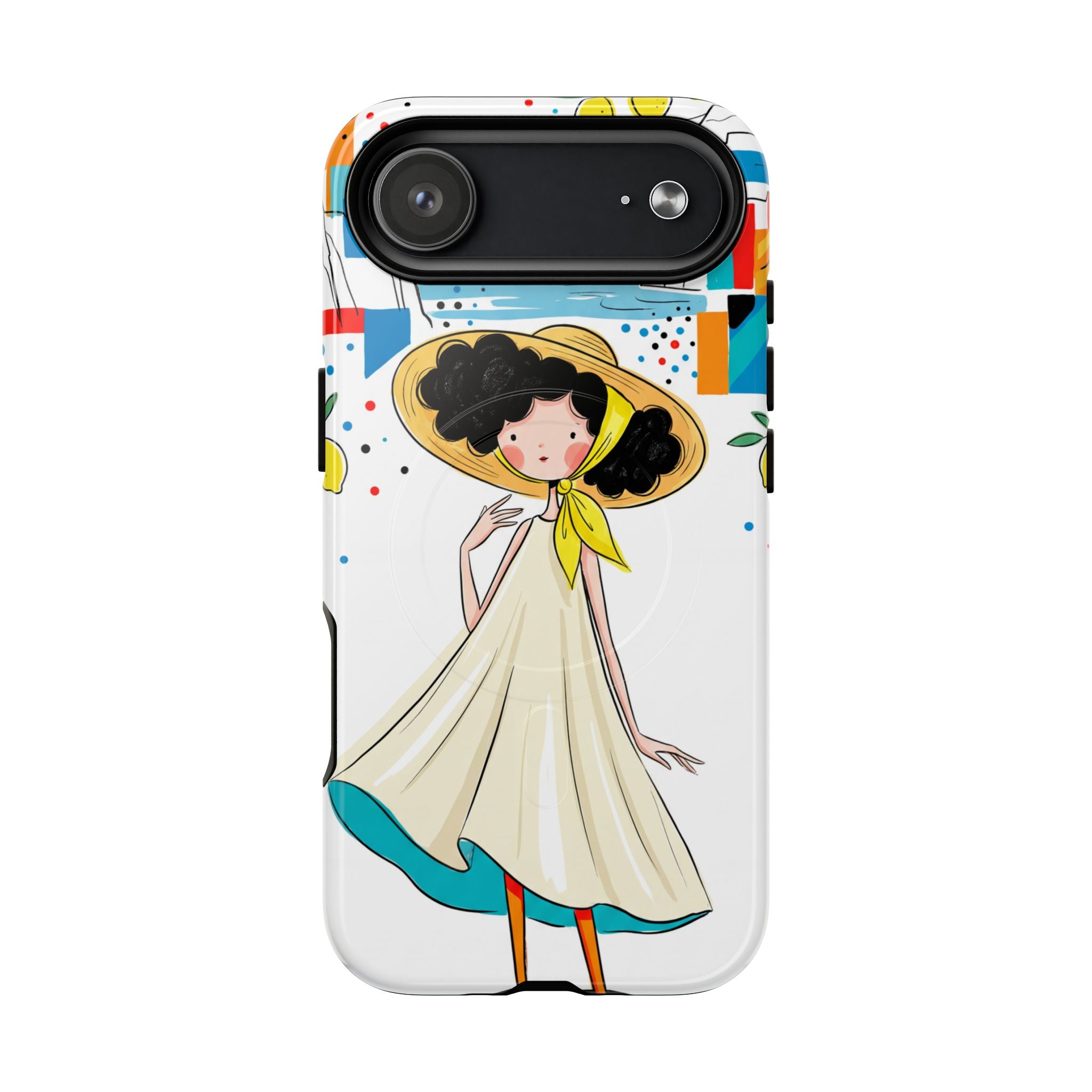 Cute Summer Girl MagSafe iPhone Case | Whimsical Coastal Illustration Protective Case