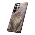 Maine Coon Cat Samsung Galaxy Phone Case | Floral Cat Phone Case