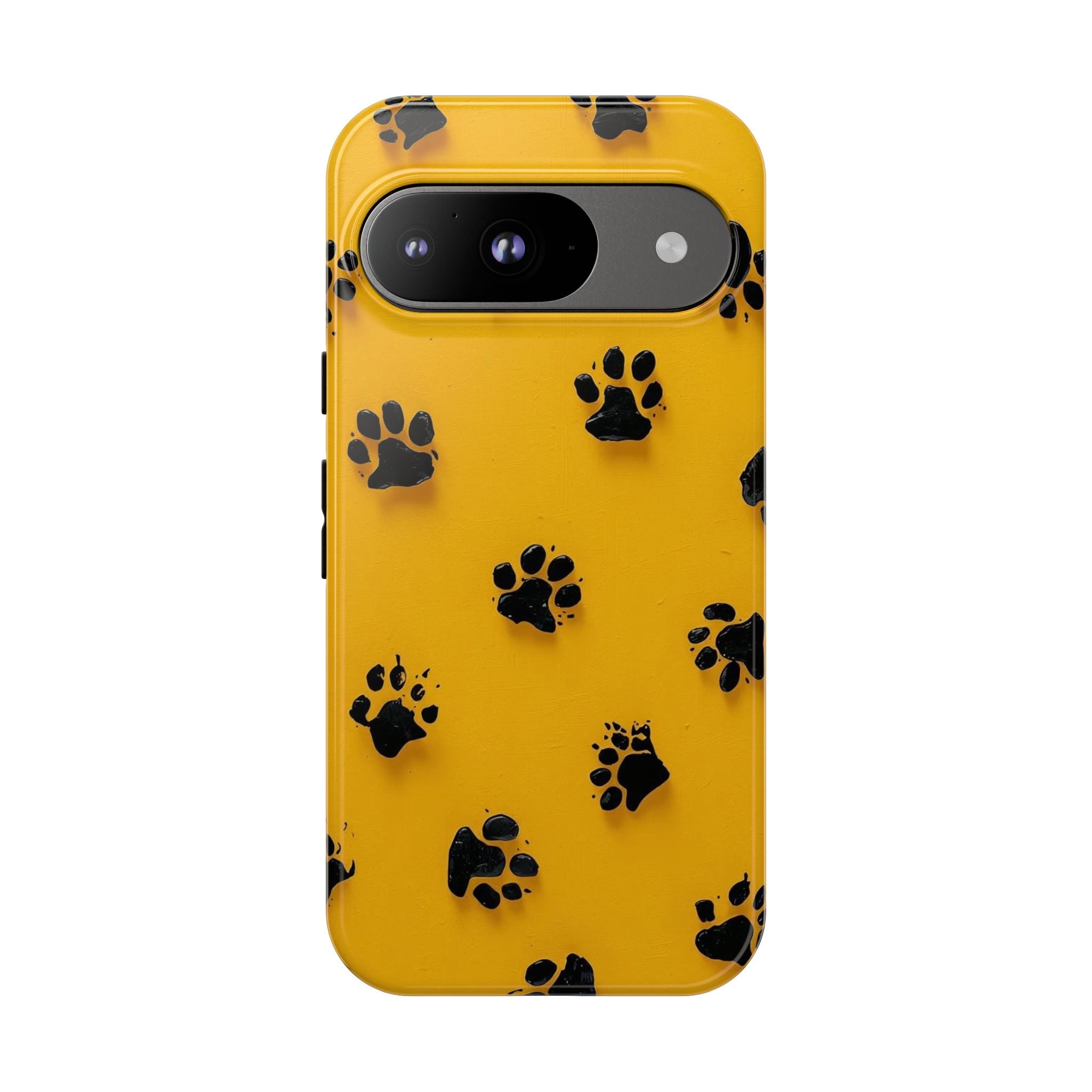 Yellow Paw Print Tough Google Pixel Case — Protective Dog & Cat Lover Cover