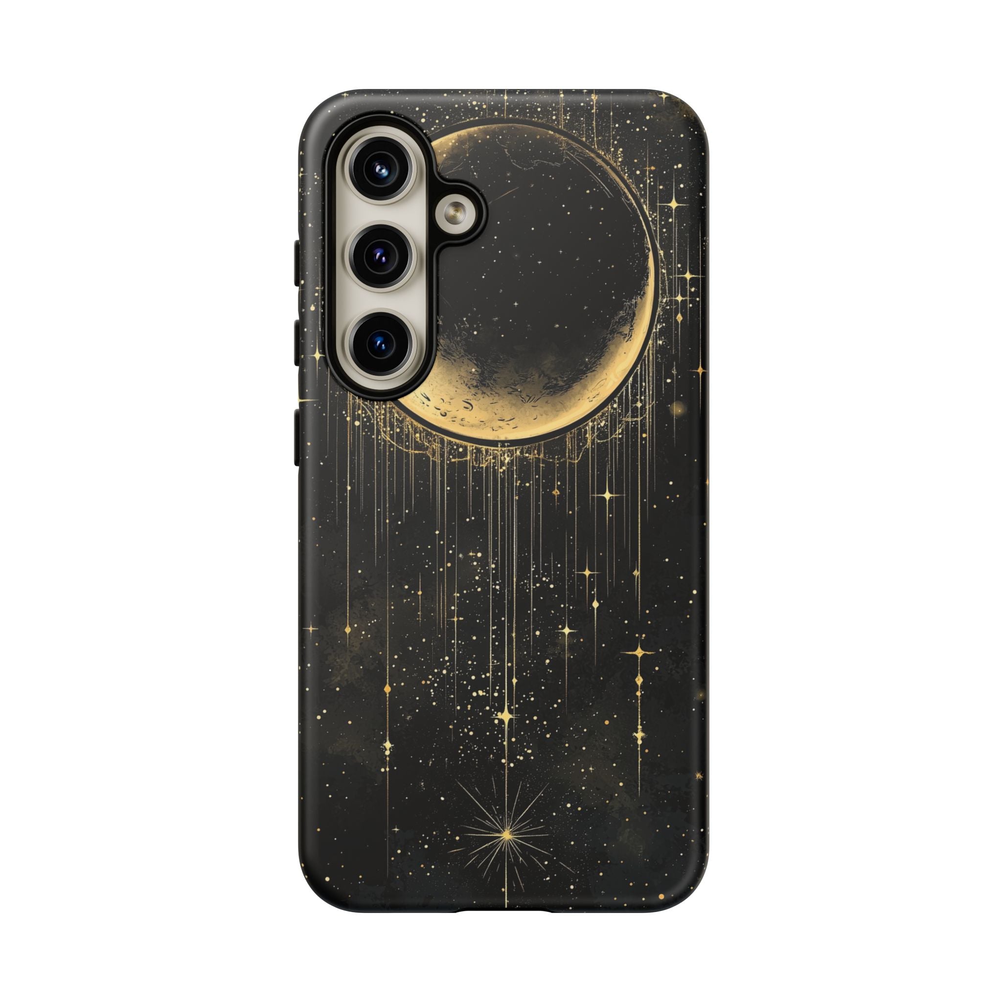 Moonlit Crescent Tough Samsung Galaxy Case | Gold Stars Night Sky