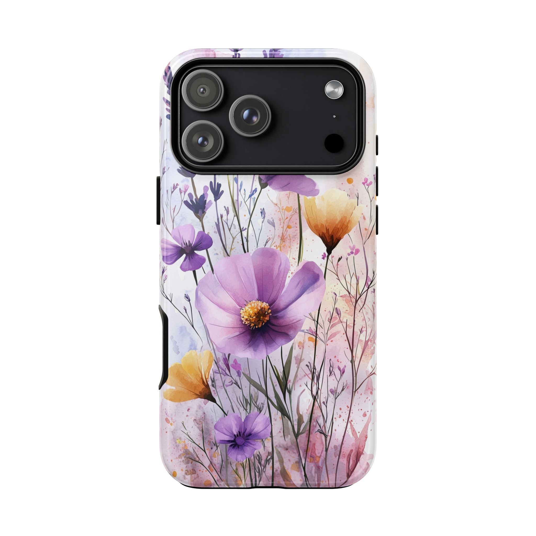Floral Watercolour Tough iPhone Case | Purple & Yellow Wildflowers