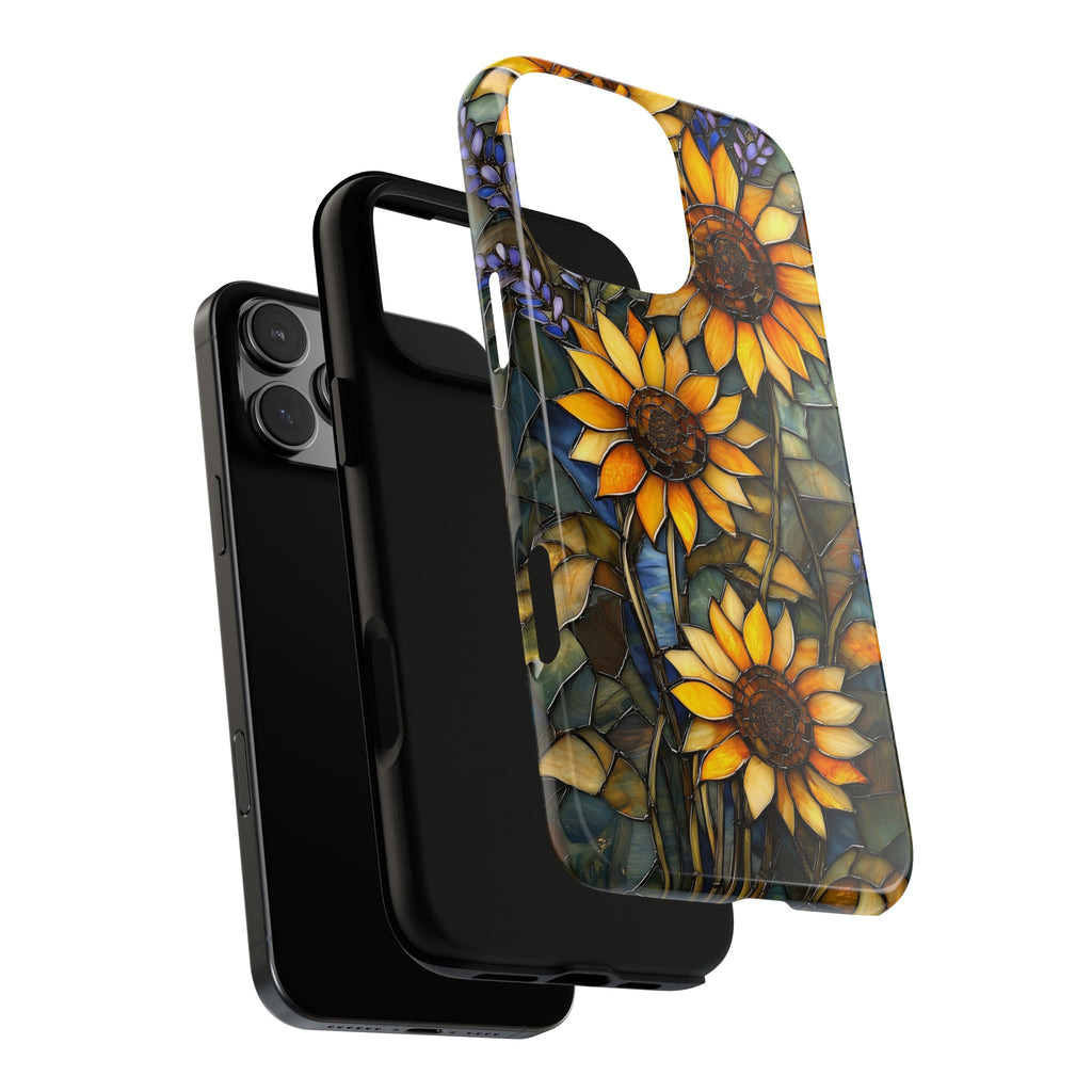 Sunflower Stained Glass Tough iPhone Case | Floral Protective Cover