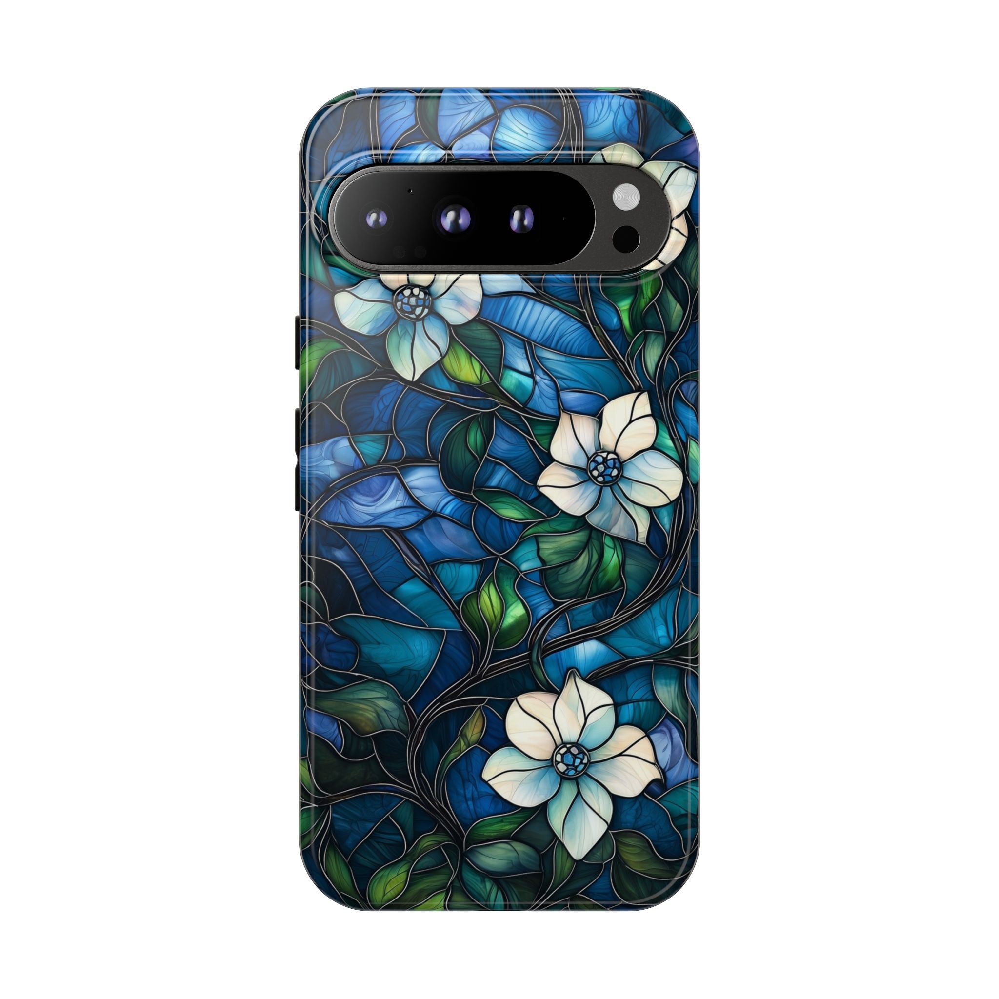 Floral Stained Glass Google Pixel Case – Blue Garden