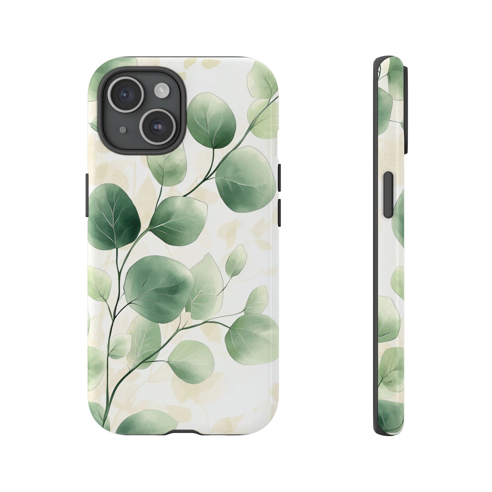 Botanical Eucalyptus Tough iPhone Case | Green Watercolour Leaf