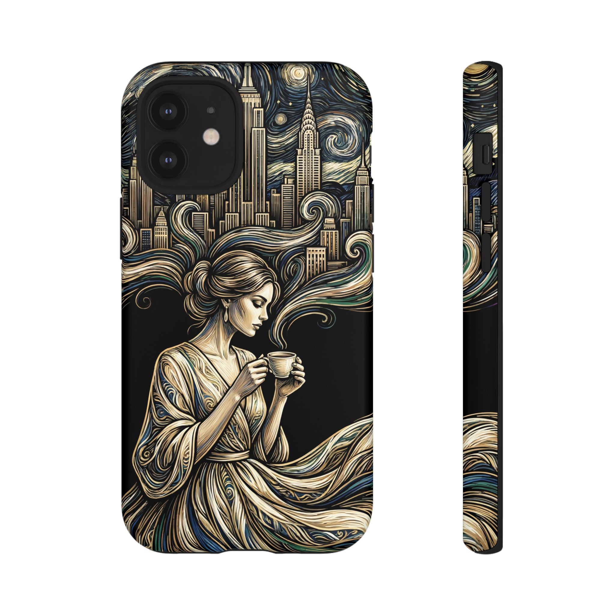 Vintage Cityscape Woman Tea Art iPhone Case