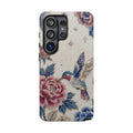 Cover Protettiva per Samsung Galaxy con Colibrì, Fiori e Rose in Stile Vintage