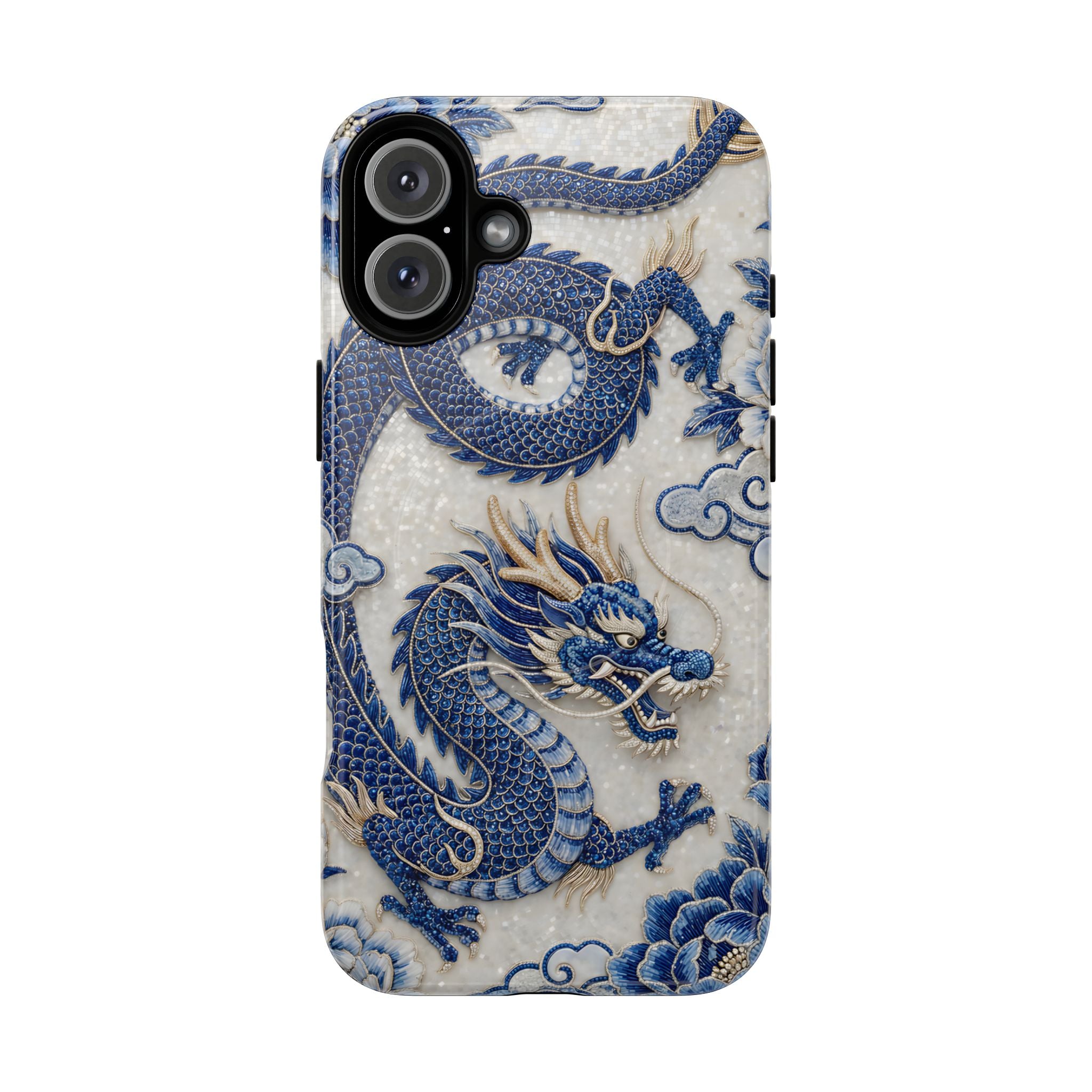 Asian Zodiac Dragon MagSafe iPhone Case V2 | Blue & White Porcelain Luxury Protective Case | Year of the Dragon Gift