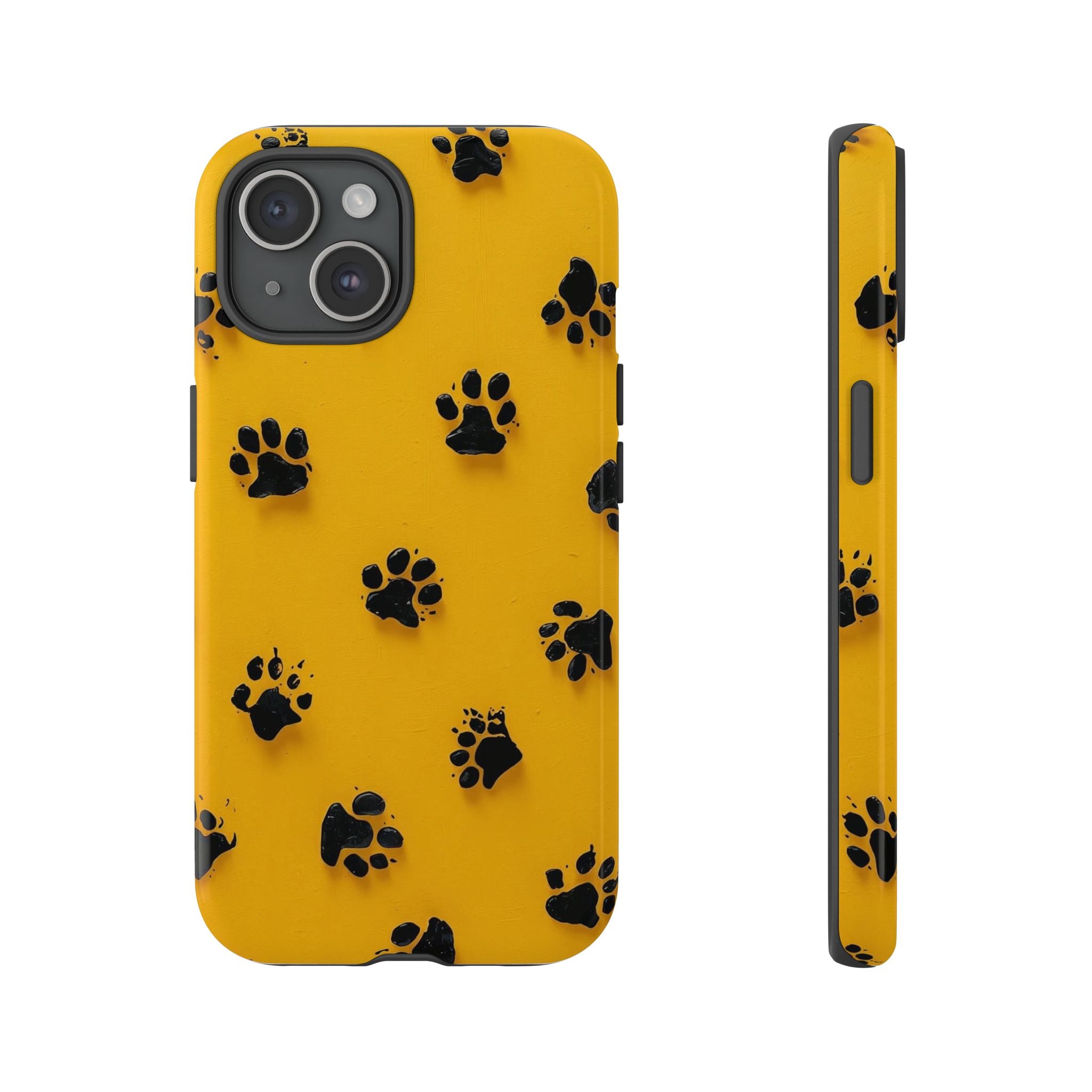 Yellow Paw Print Tough iPhone Case — Protective Dog & Cat Lover Cover