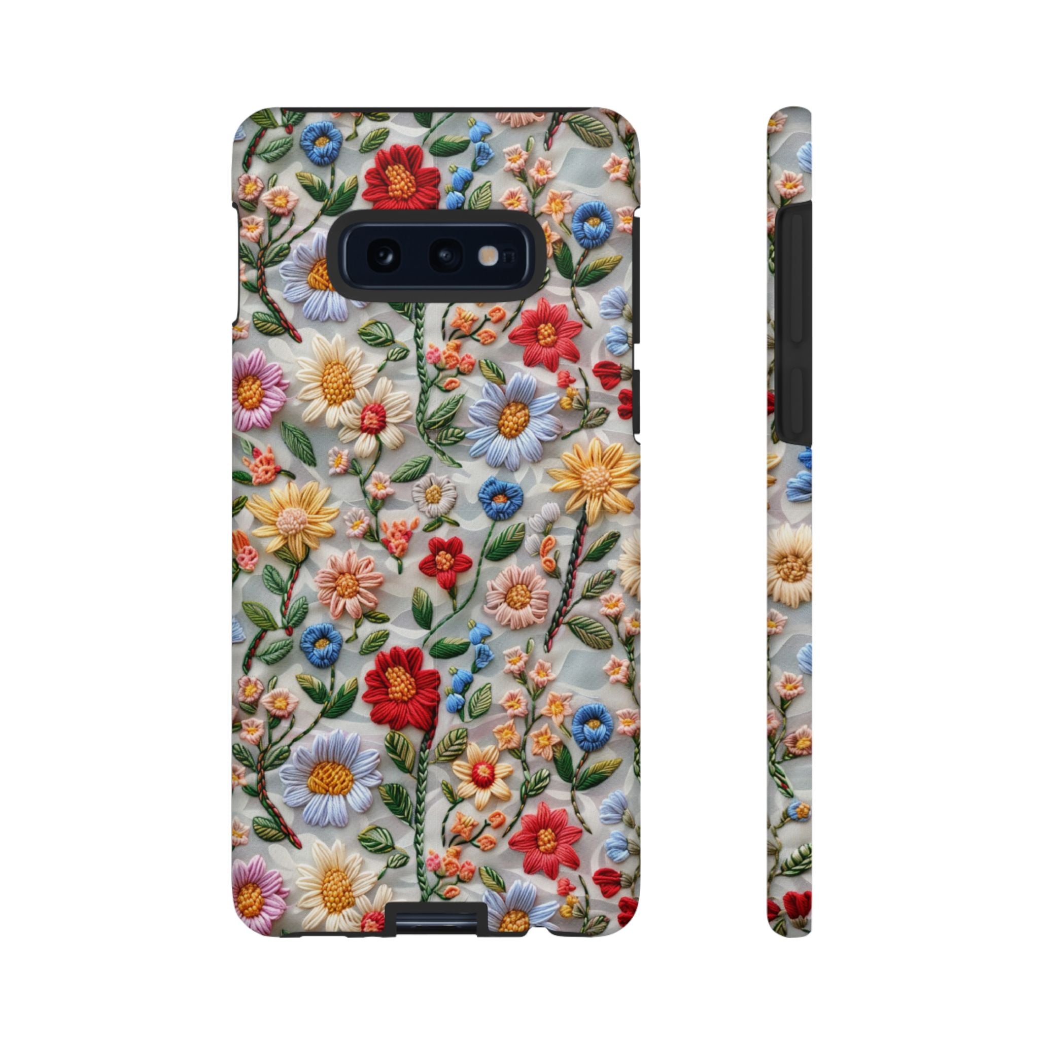 Floral Embroidered Pattern Tough Samsung Galaxy Case — Colourful Daisy & Wildflower Design