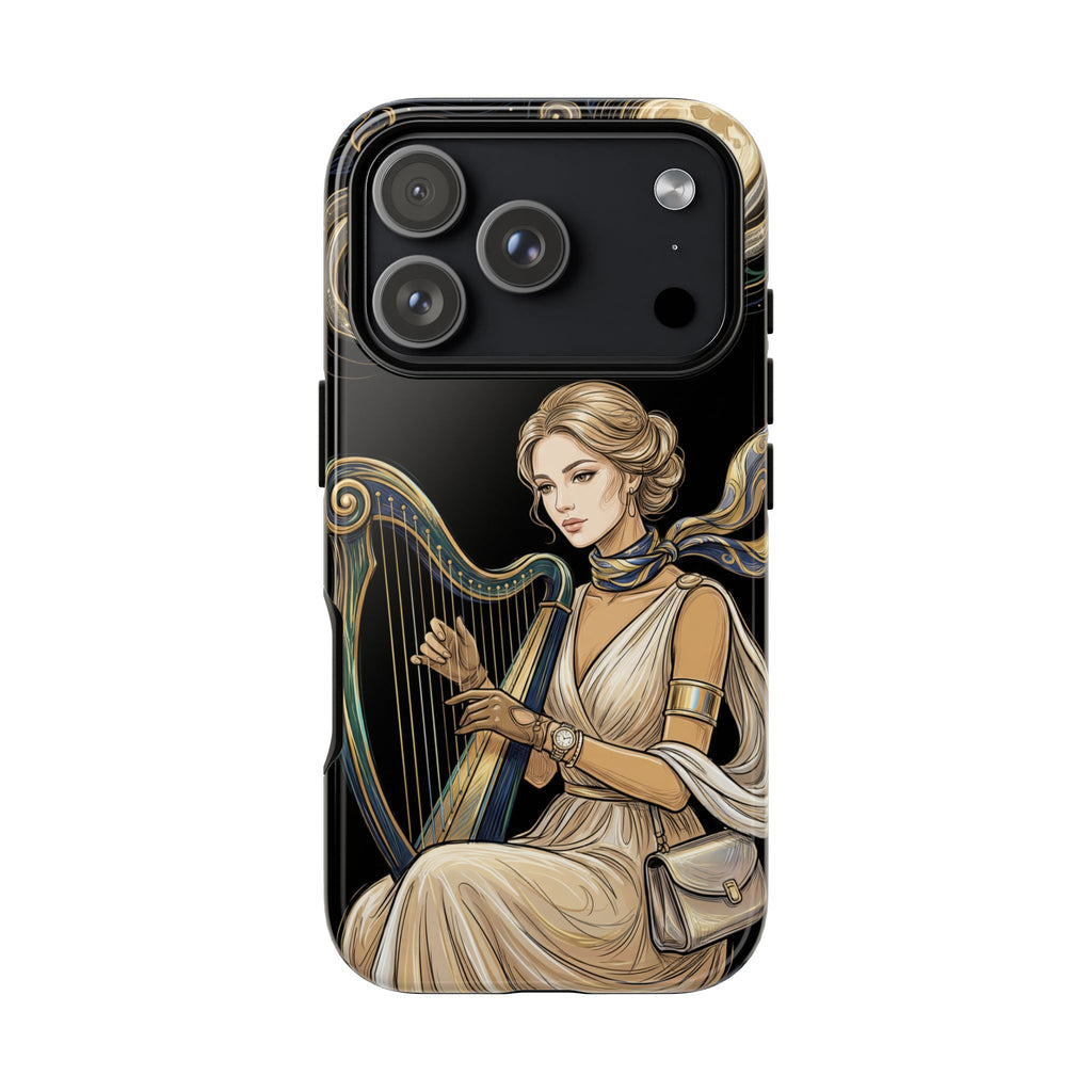 Moonlit Harp iPhone Case | Vintage Goddess Musician Art