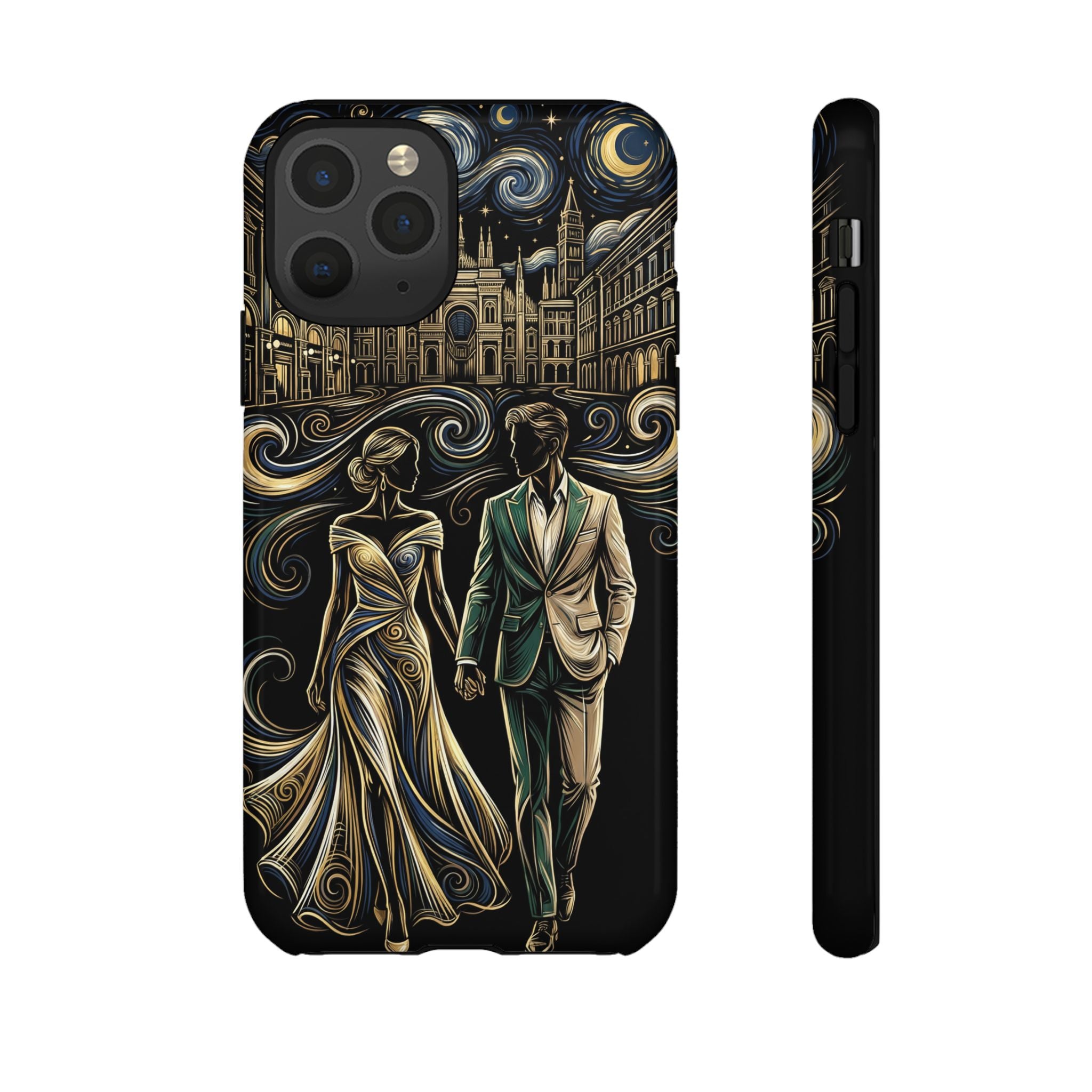 Romantic Night Walk iPhone Case | Elegant Couple Art
