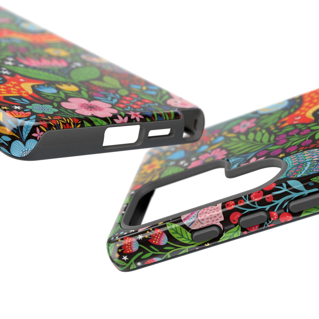 Floral Woodland Samsung Galaxy Phone Case | Colourful Fox & Owl Protective Cover