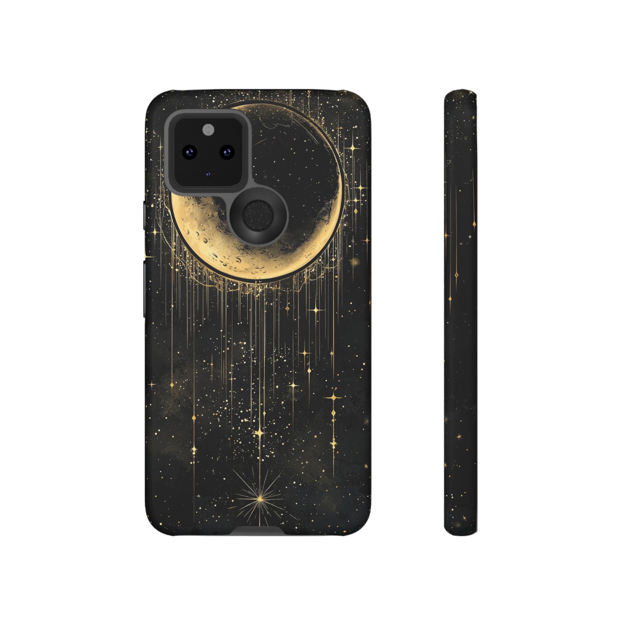 Moonlit Crescent Tough Google Pixel Case | Gold Stars Night Sky