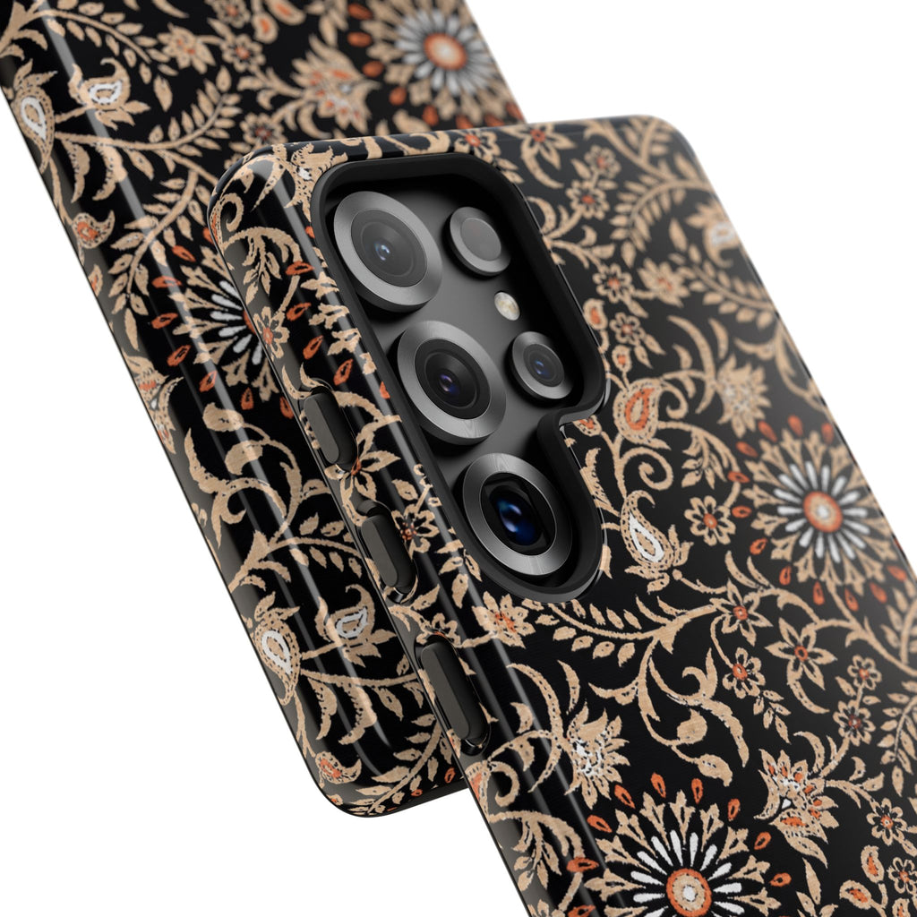 Batik Floral Black Ornate Daisies Tough Samsung Galaxy Case