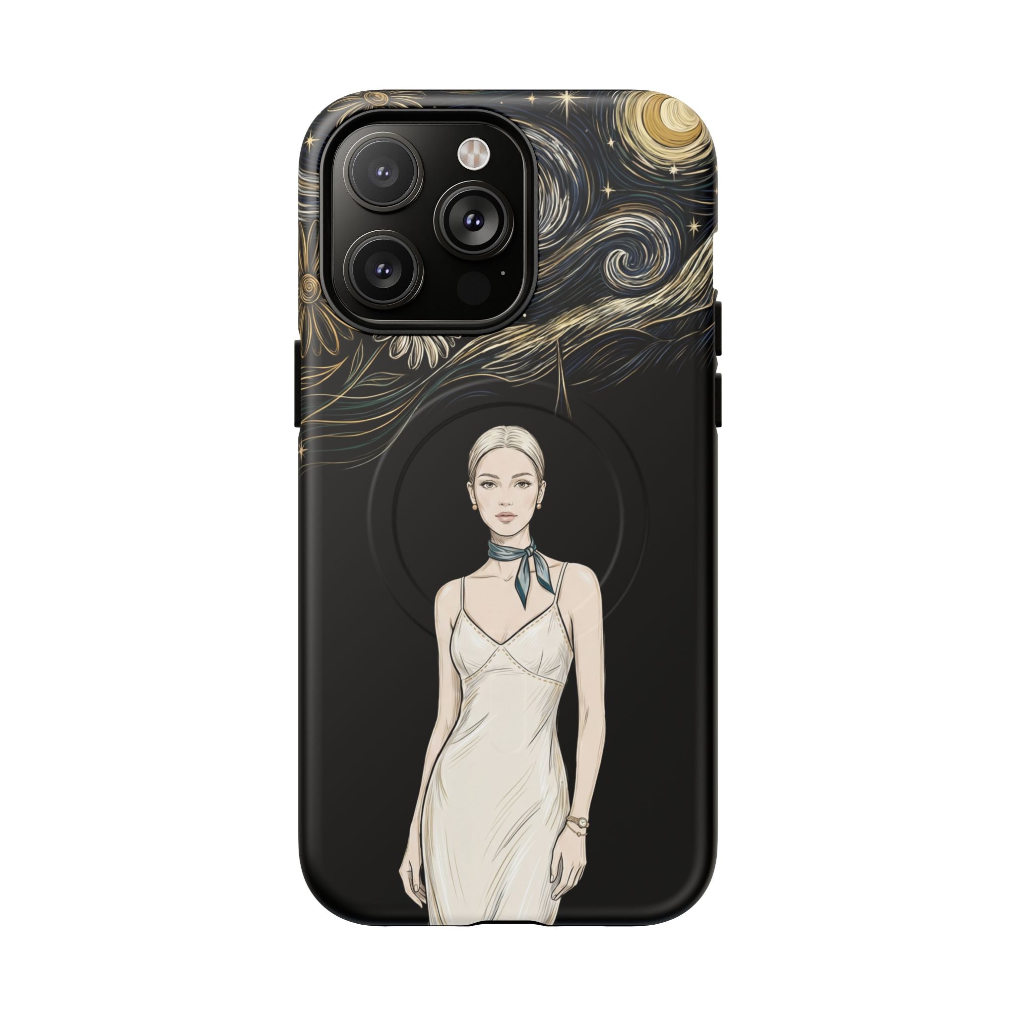 Starry Night Fashion MagSafe iPhone Case | Elegant Woman Illustration