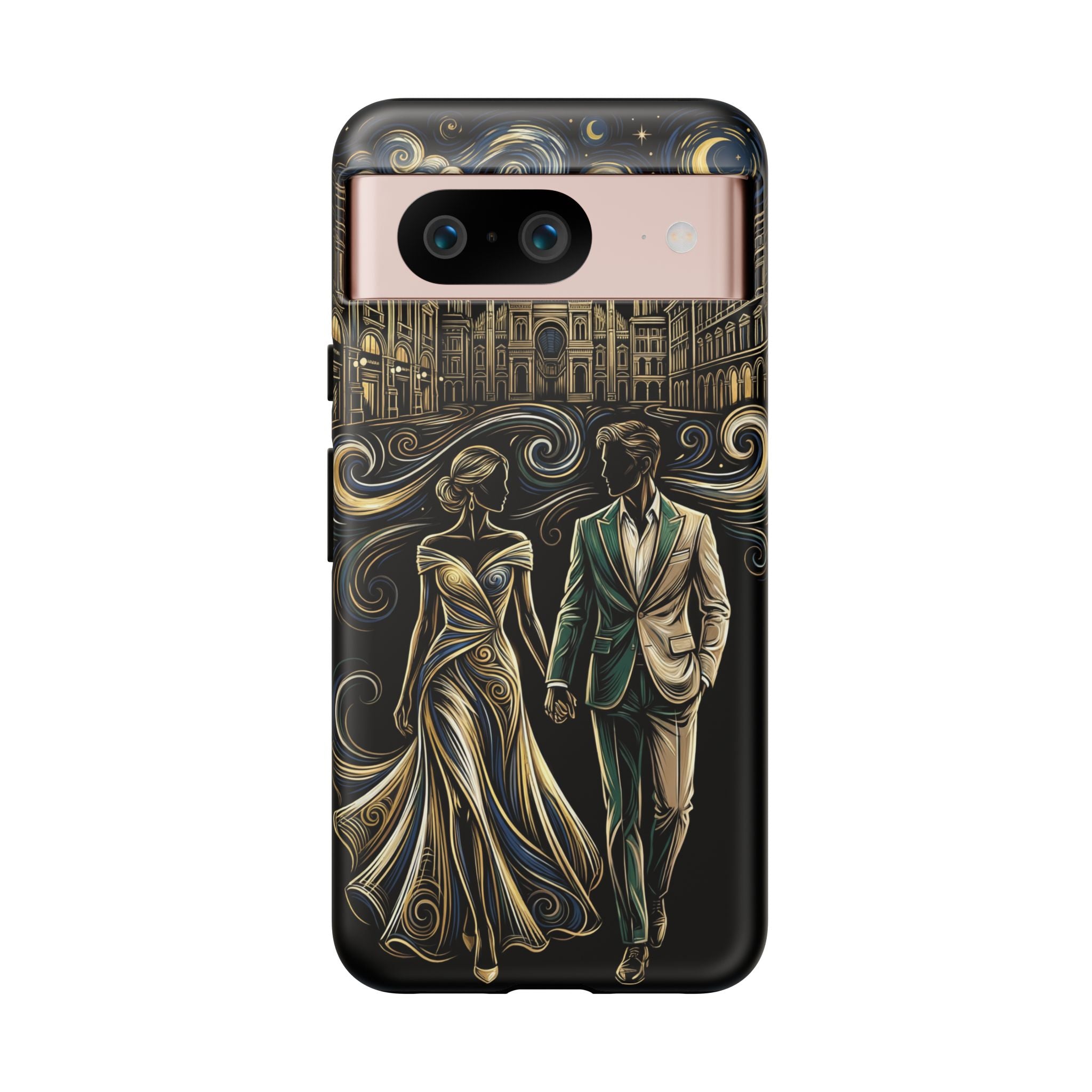Romantic Night Walk Google Pixel Phone Case | Elegant Couple Art