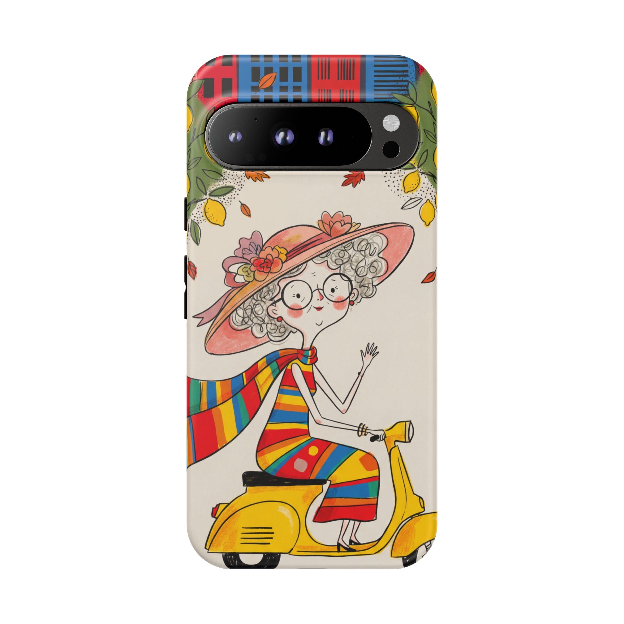 Vintage Scooter Granny Google Pixel Phone Case | Colourful Retro Elderly Lady Design