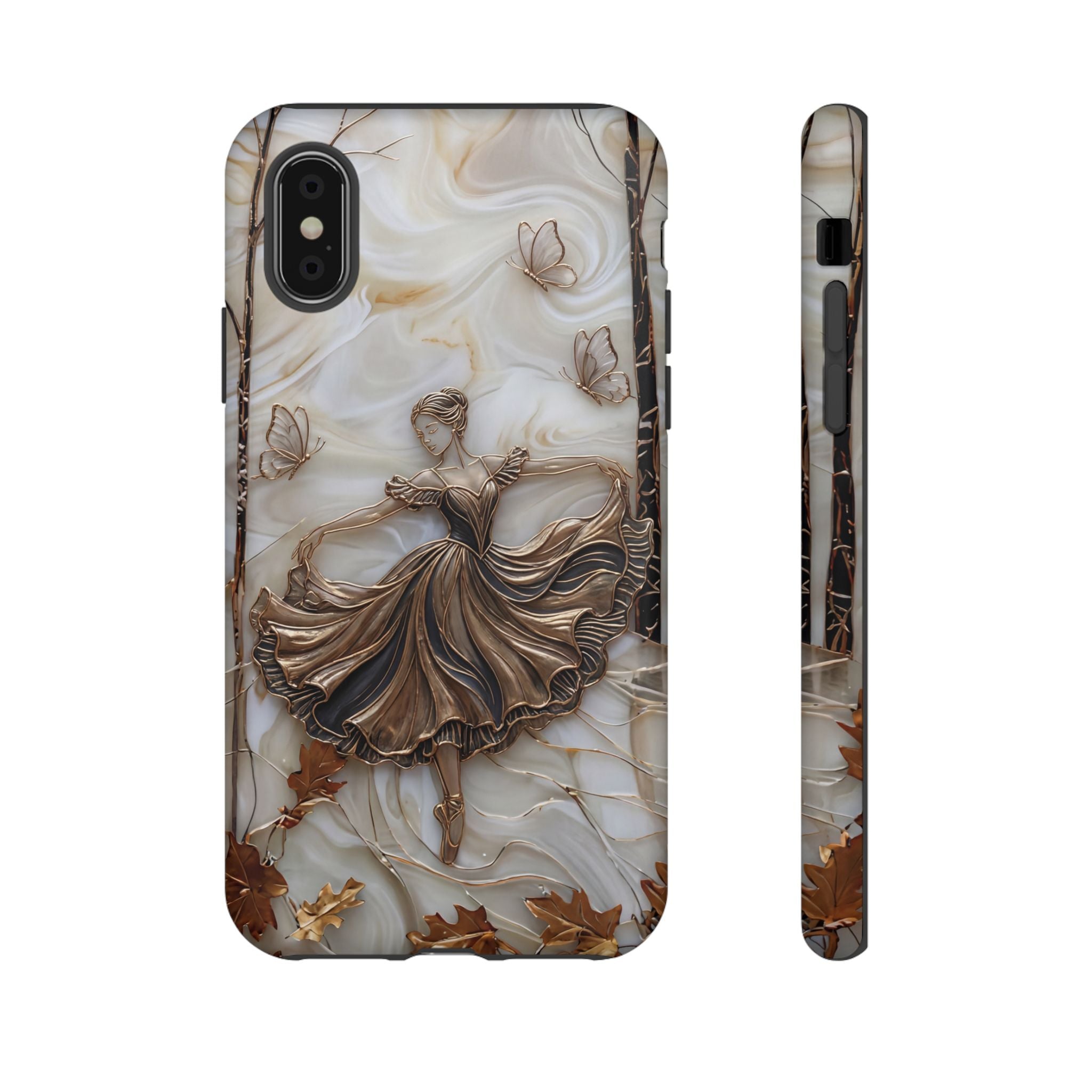 Elegant Bronze Ballerina Dance Design iPhone Case
