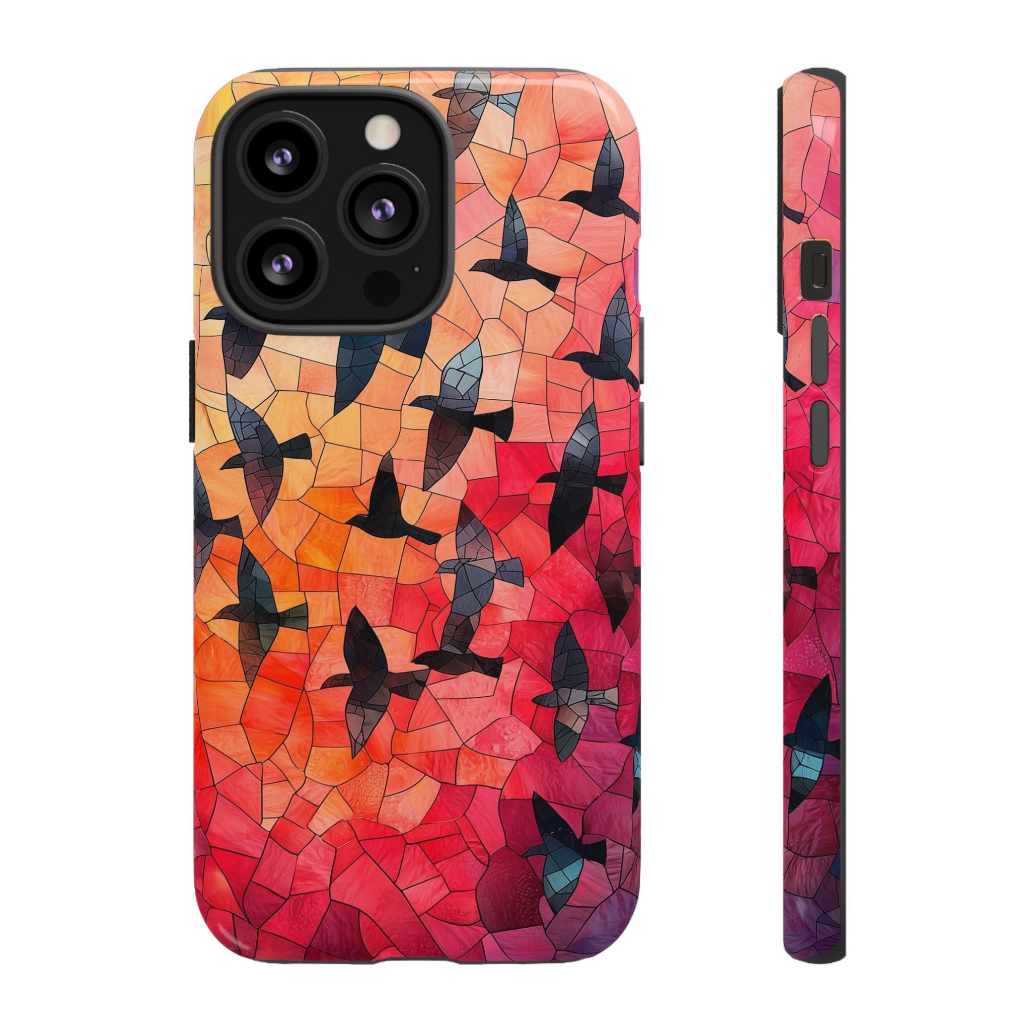 Stained Glass Mosaic Sunset Birds iPhone Case