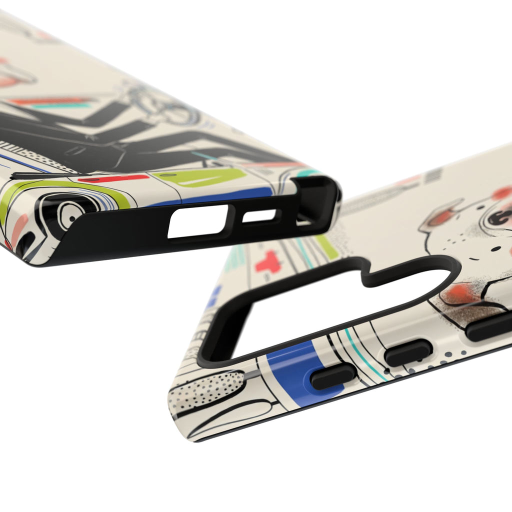 Bulldog Driver Samsung Galaxy Phone Case | Cute Retro Dog Illustration