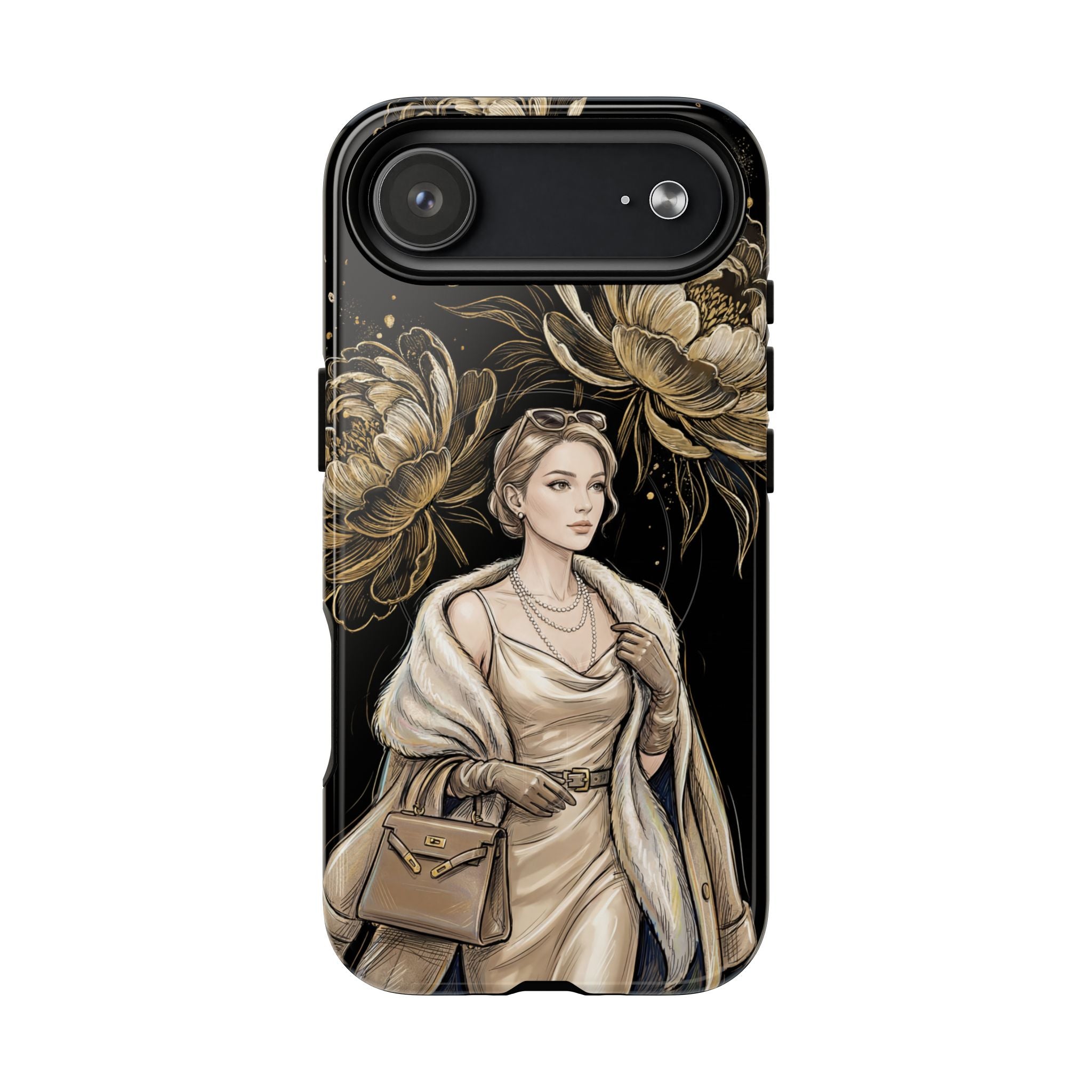 Elegant Vintage Lady Floral MagSafe iPhone Case | Chic Protective Cover for Women